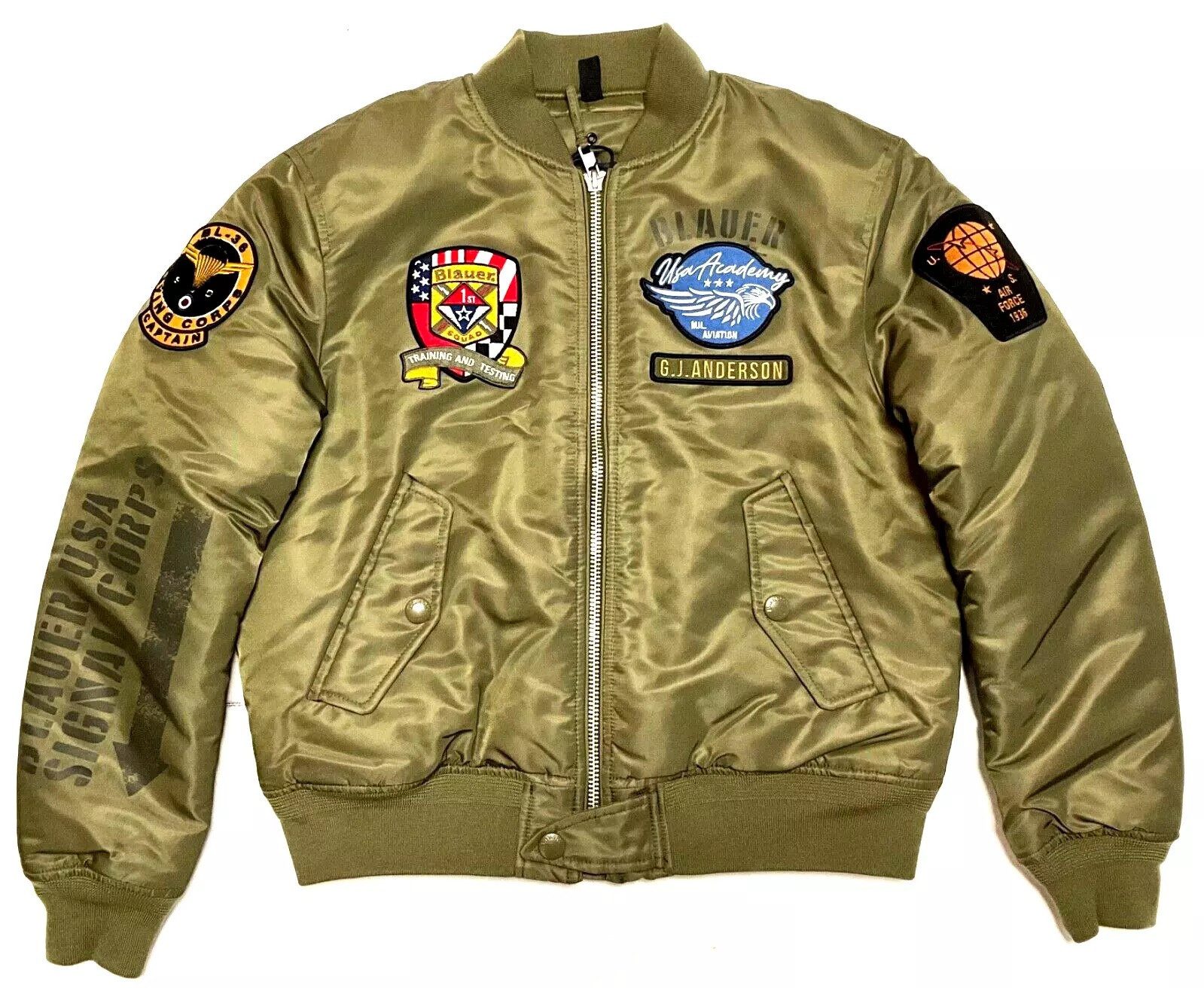Blauer.USA Bomberjacke Blauer USA Damen Jacken, BLAUER USA Damen Bomber Military Patch Stehkragen