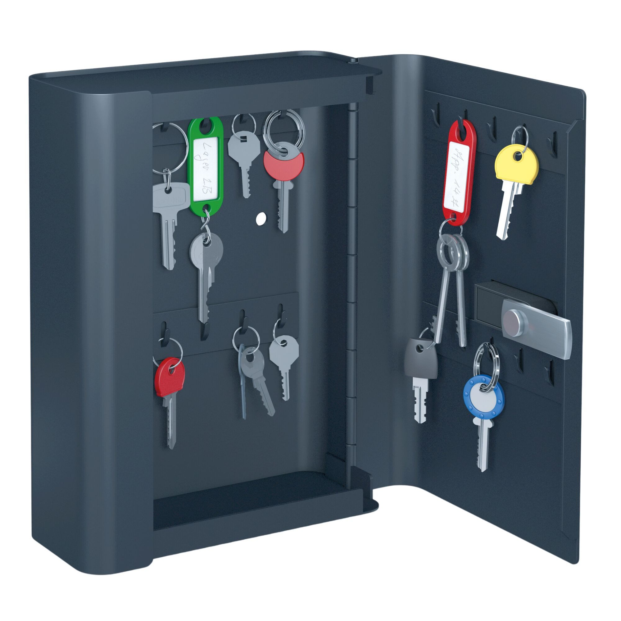 BASI Schlüsselkasten Schlüsselschrank (Packung), mit 3-stelliger Zahlenkombination, Stahl Anthrazit, 20 Haken – Bild 2 von 4