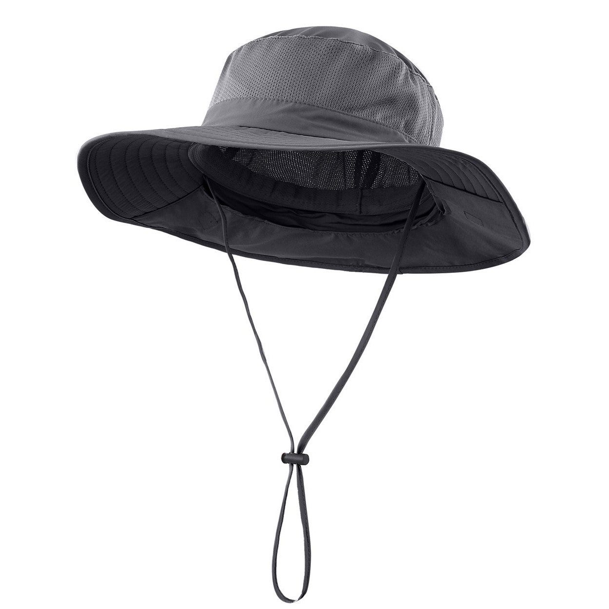 FOUORTUNATE-BEE Sonnenhut Outdoor-Sonnenhut Damen Herren mit breiter Krempe Mesh (mit Nackenklappe und Kinnriemen Sommer Hut, Faltbar und Schnell trocknend, Leichter) für Wandern, Strand und Reisen