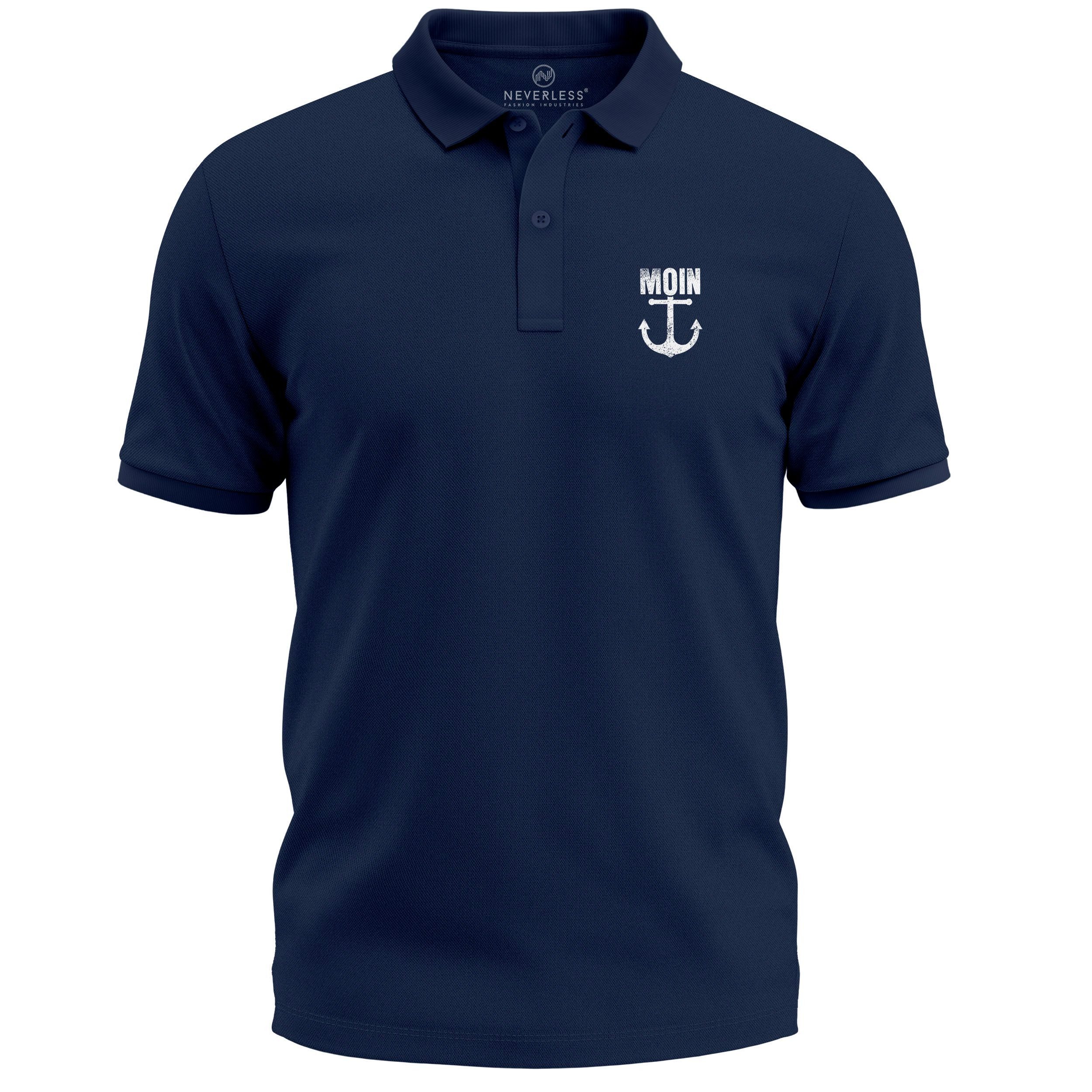 Neverless Poloshirt Poloshirt Herren mit MOIN Anker Print – Kurzarm Polohem günstig online kaufen