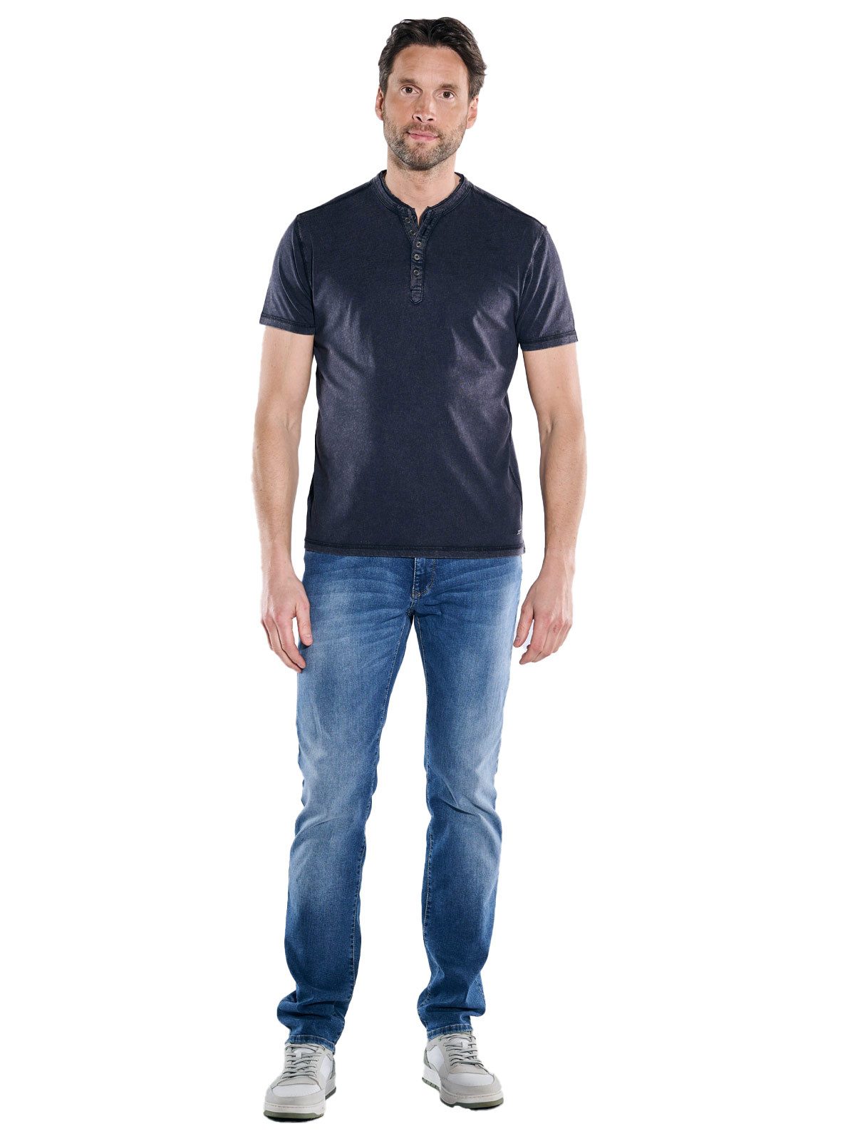 Engbers T-Shirt Herren Henley-Shirt regular, Saphirblau
