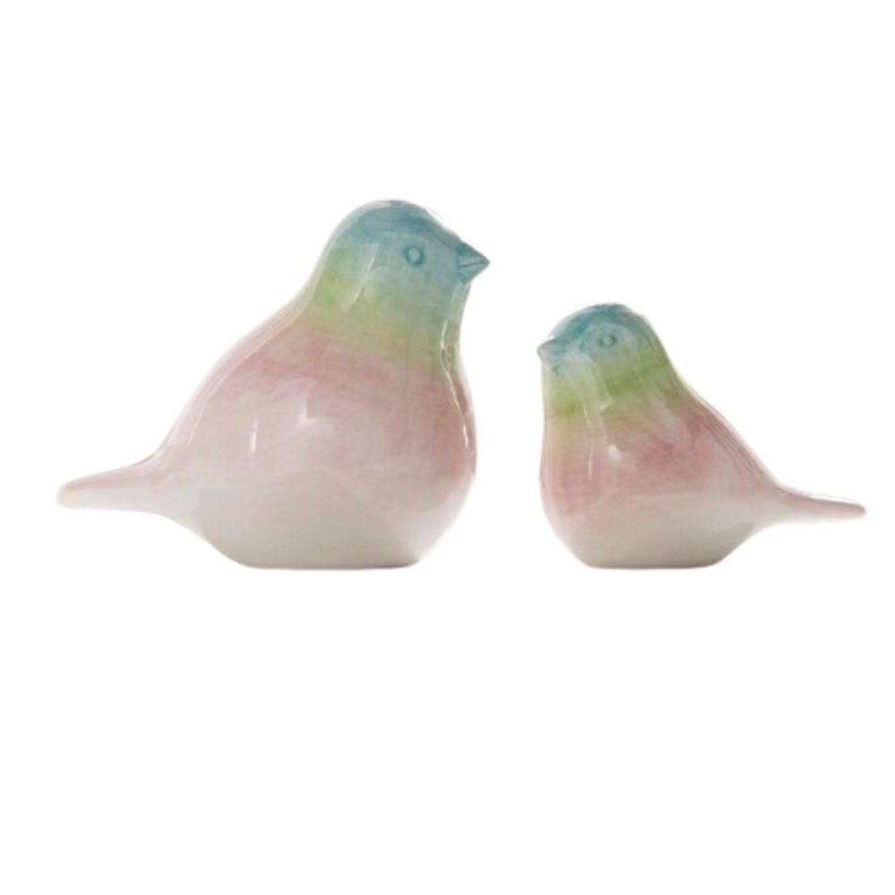 Dekofigur Vogel Pastell 2er Set Figur Frühling Objekt Skulptur