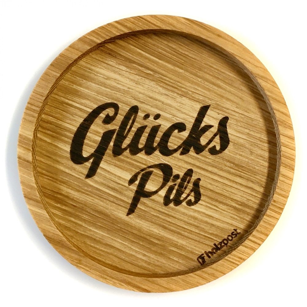 holzpost GmbH Getränkeuntersetzer Holz-Untersetzer Eiche mit Gravur – Rustikaler Glasuntersetzer Ø11,2cm, Zubehör für Gläser, Tassen, Becher, Flaschen, Kerzen, Tischdekoration im Landhaus-, Boho- oder modernen Stil, Echtholz - Gefertigt in Deutschland