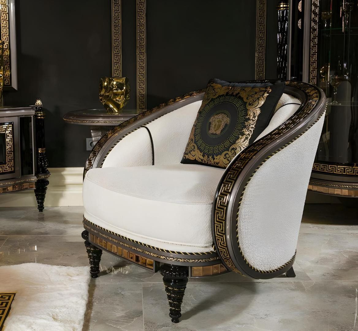 Xlmoebel Sessel Weißer Textilsessel mit elegantem Design und hoher Sitzkomfort (1-St), Made in Europa
