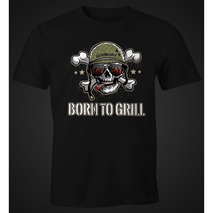 MoonWorks Print-Shirt Born To Grill Lustiges Herren T-Shirt für den ambitionierten Grill-Meister Moonworks® mit Print CU10217