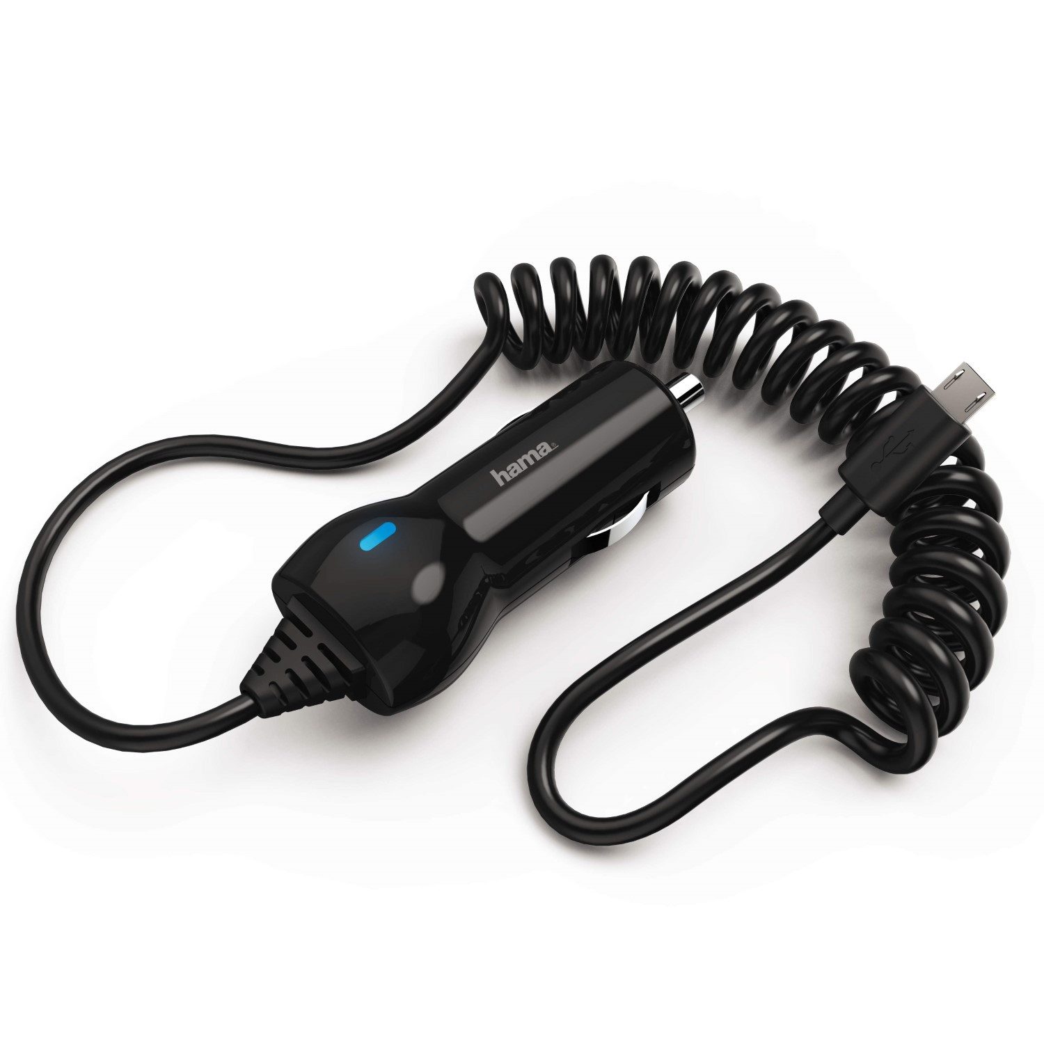 Hama KFZ Schnell-Ladekabel Micro-USB Spiral-Kabel Smartphone-Ladegerät (Lade-Adapter Auto Ladegerät Schnellladung Spiralkabel Ladekabel)