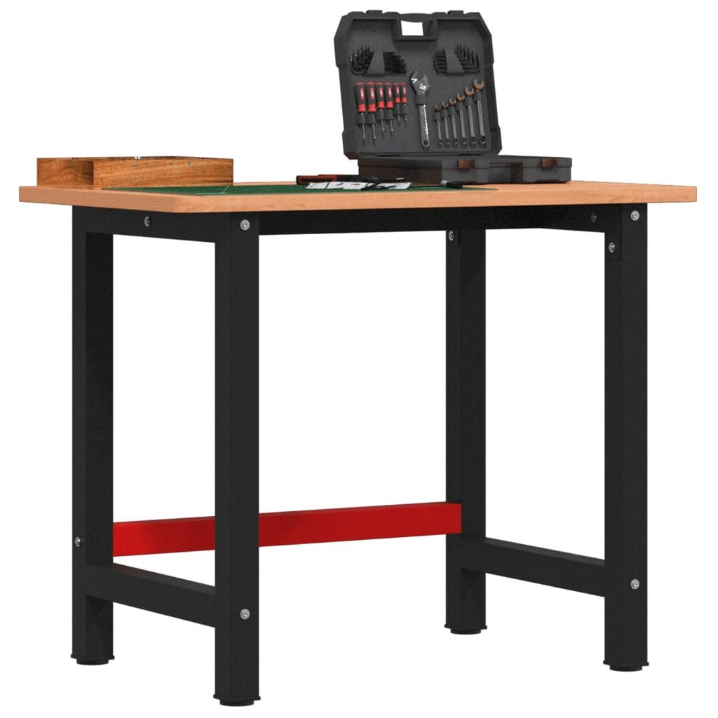 vidaXL Werkbank Werkbank 100x60x81,5 cm Massivholz Buche Rechteckig, (1-tlg)