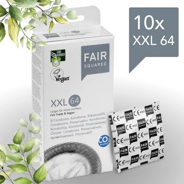 Fair Squared Kondome FAIR SQUARED XXL Kondome 64 mm – Vegane Kondome aus fair gehandeltem Naturkautschuk – Kondom gefühlsecht hauchzart