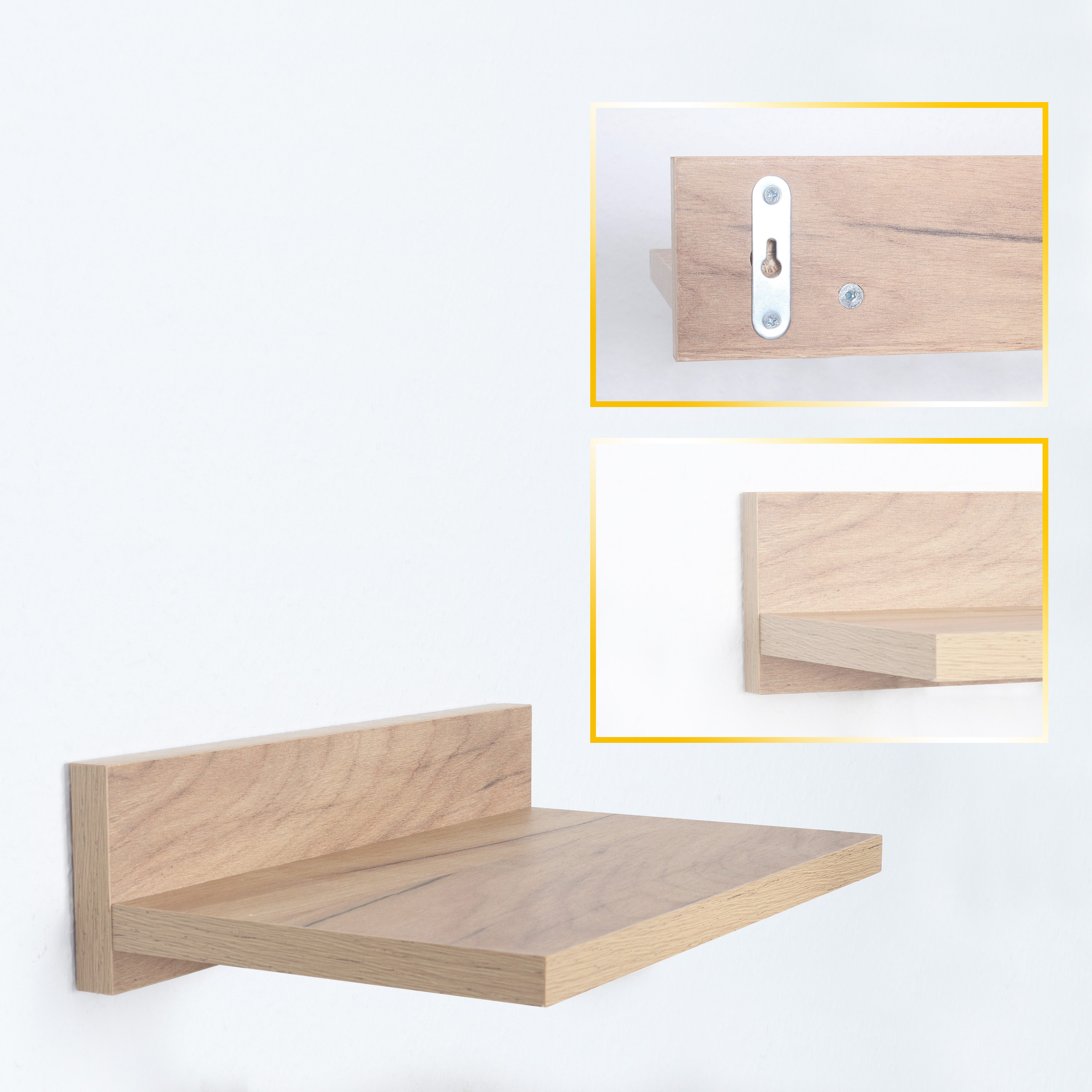 RICOO Wandboard WM057-EG, 1-tlg., schwebendes Wandregal Hängeregal Schweberegal an der Wand