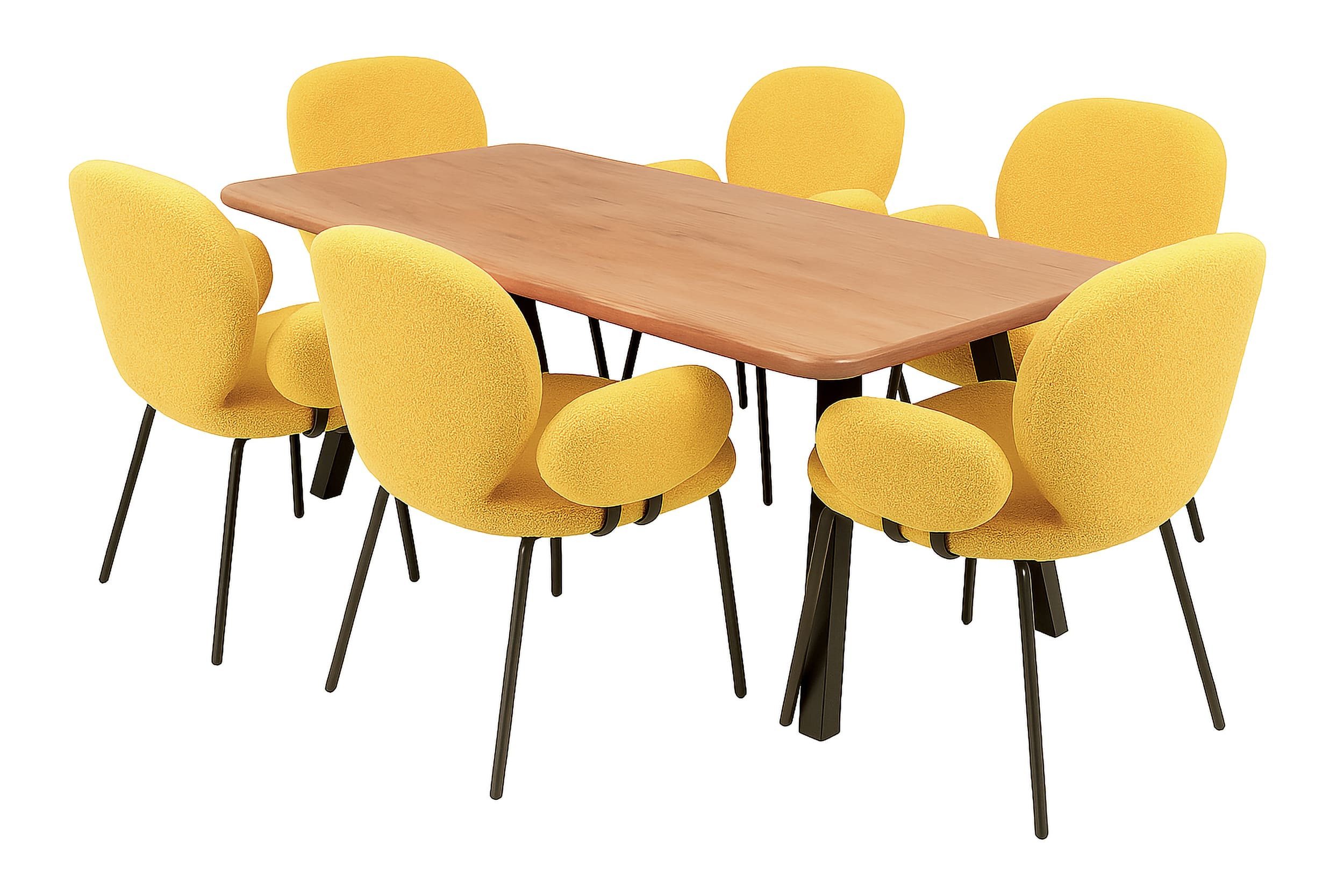 LC Home Essgruppe LC Home Lille Anthrazit 5tlg Esstisch 220x100 Stern-Fuß, (7-tlg)