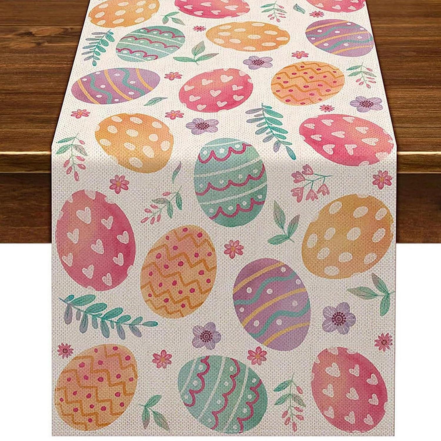 LuxusKollektion Tischläufer Osterdeko Tischläufer Aquarell Ostereier 33x183cm (1-tlg)
