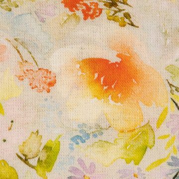 SCHÖNER LEBEN. Stoff Viskose-Leinenstoff Voile Digitaldruck Sommerblumen bunt 1,43m Breite, atmungsaktiv