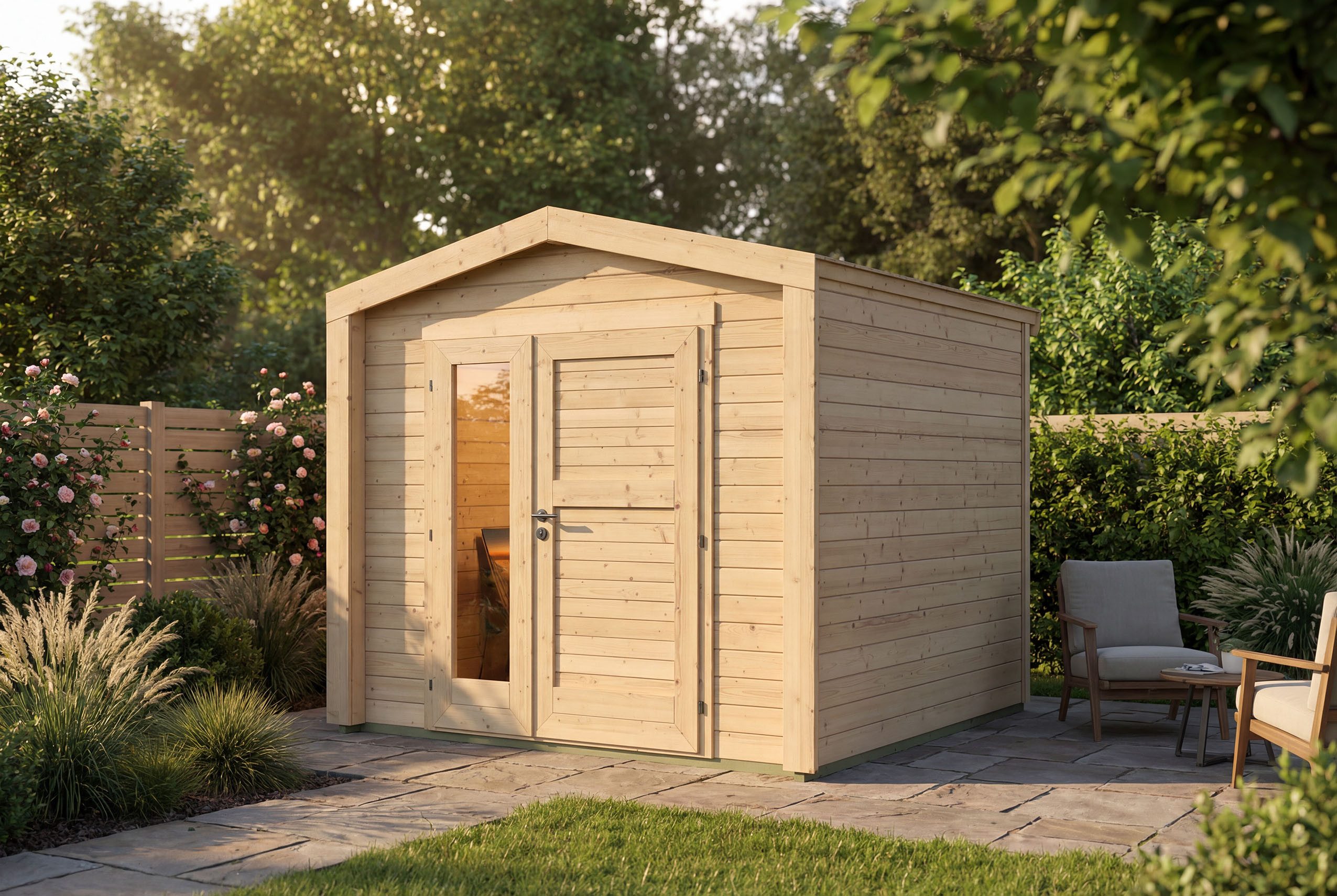 weka Gartenhaus Killarney, BxT: 261x263 cm, Doppeltür, 1 1/2 Seite mit Fenster