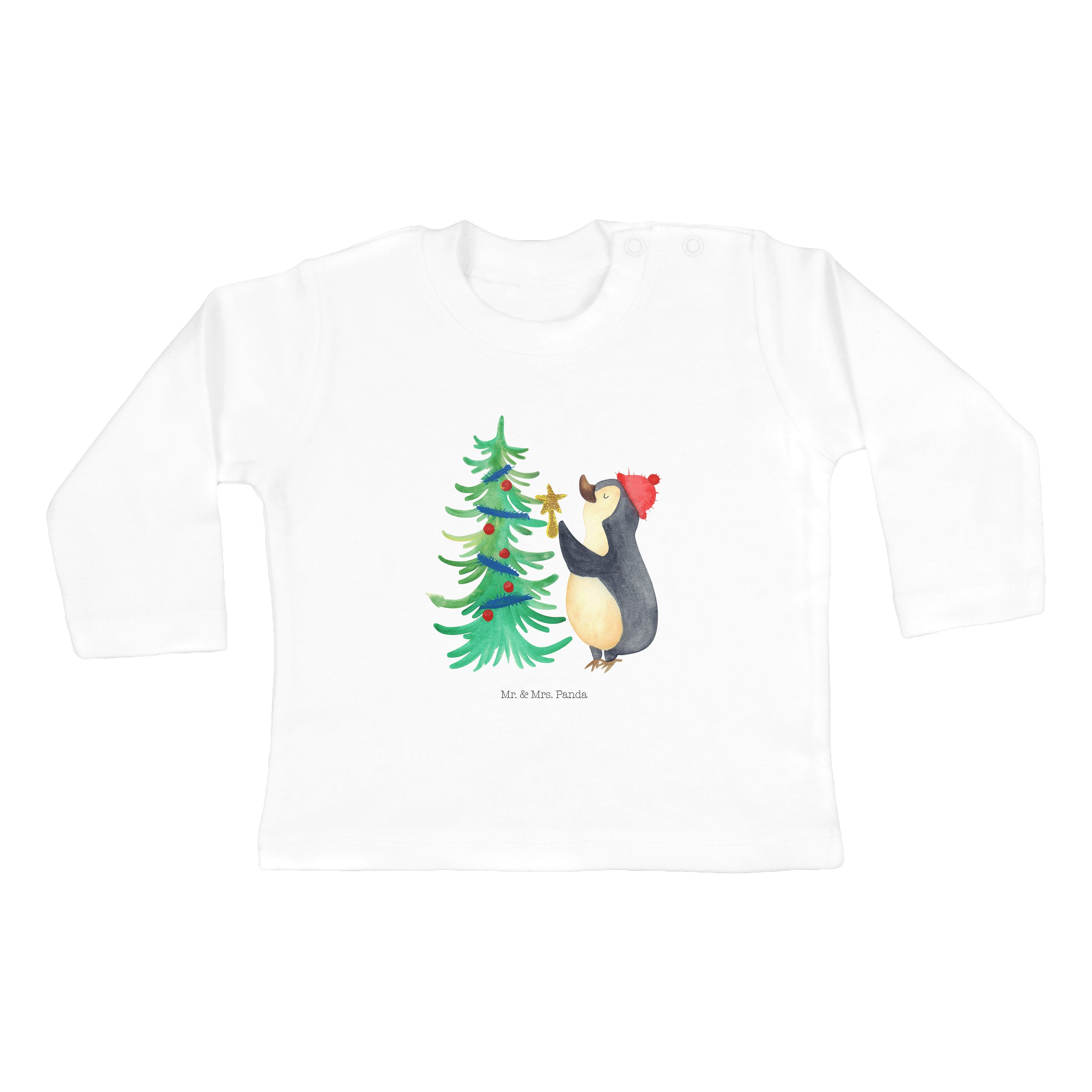 Weiß Geschenk, Strampler Mrs. (1-tlg) Panda Weihnachtsbaum - Pinguin Mr. Baby, Weihnachtsde & Langarm, -