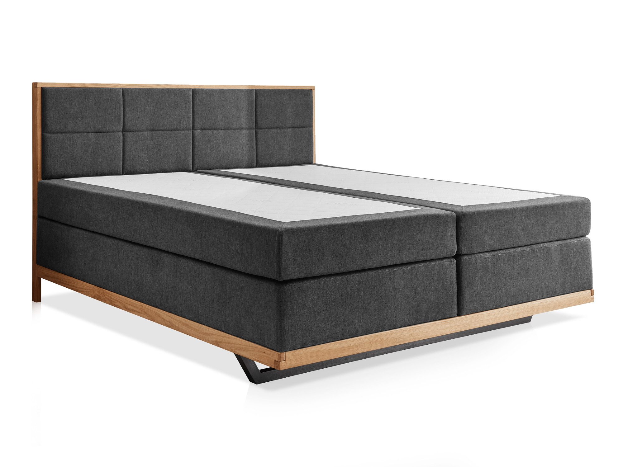 Moebel-Eins Boxspringbett, MELBOURNE Plus Boxspringbett, Härtegrad 3, dunkelgrau