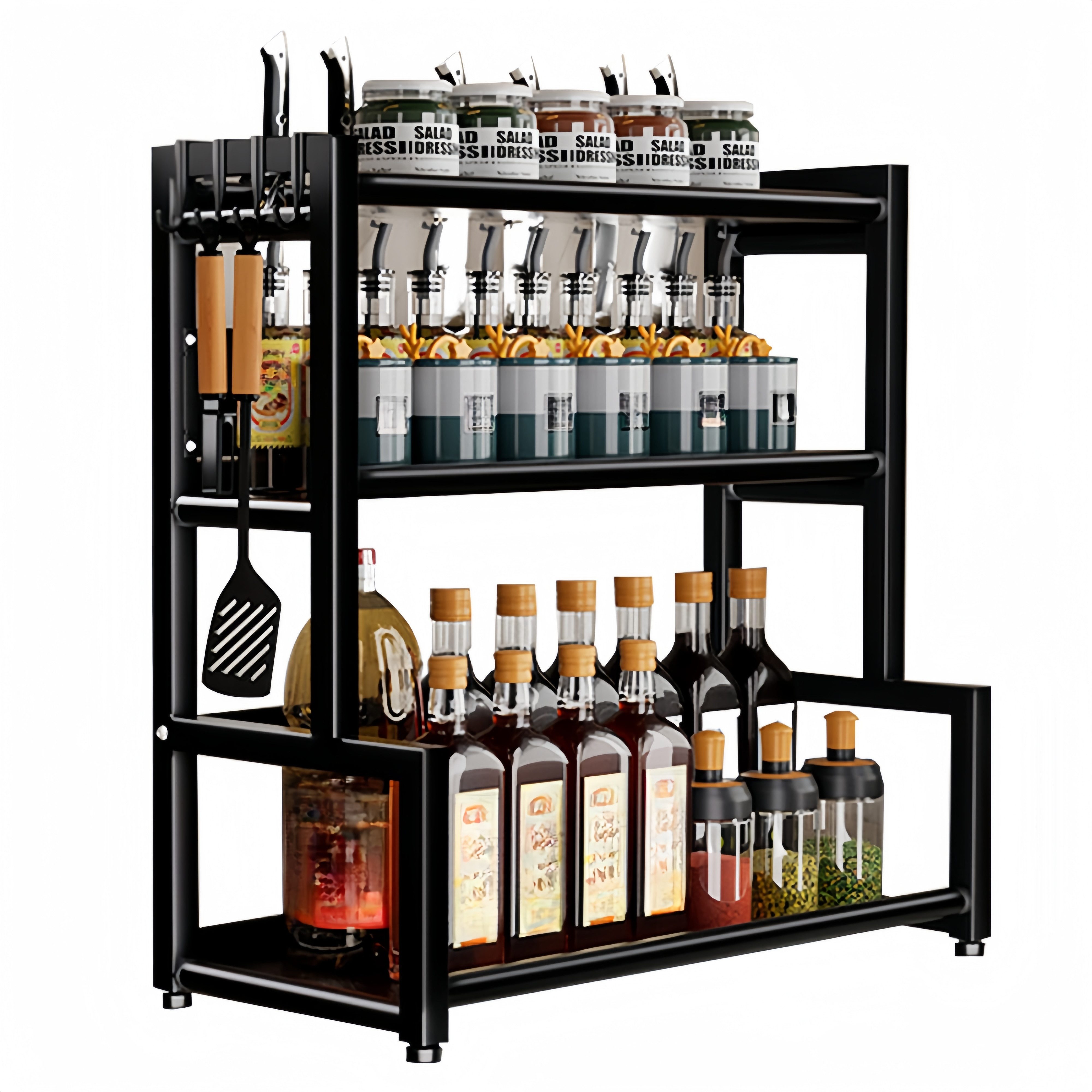 YMQHBS Gewürzregal Küchenregal 3-stufig Küche Gewürzhalter multifunktionale günstig online kaufen