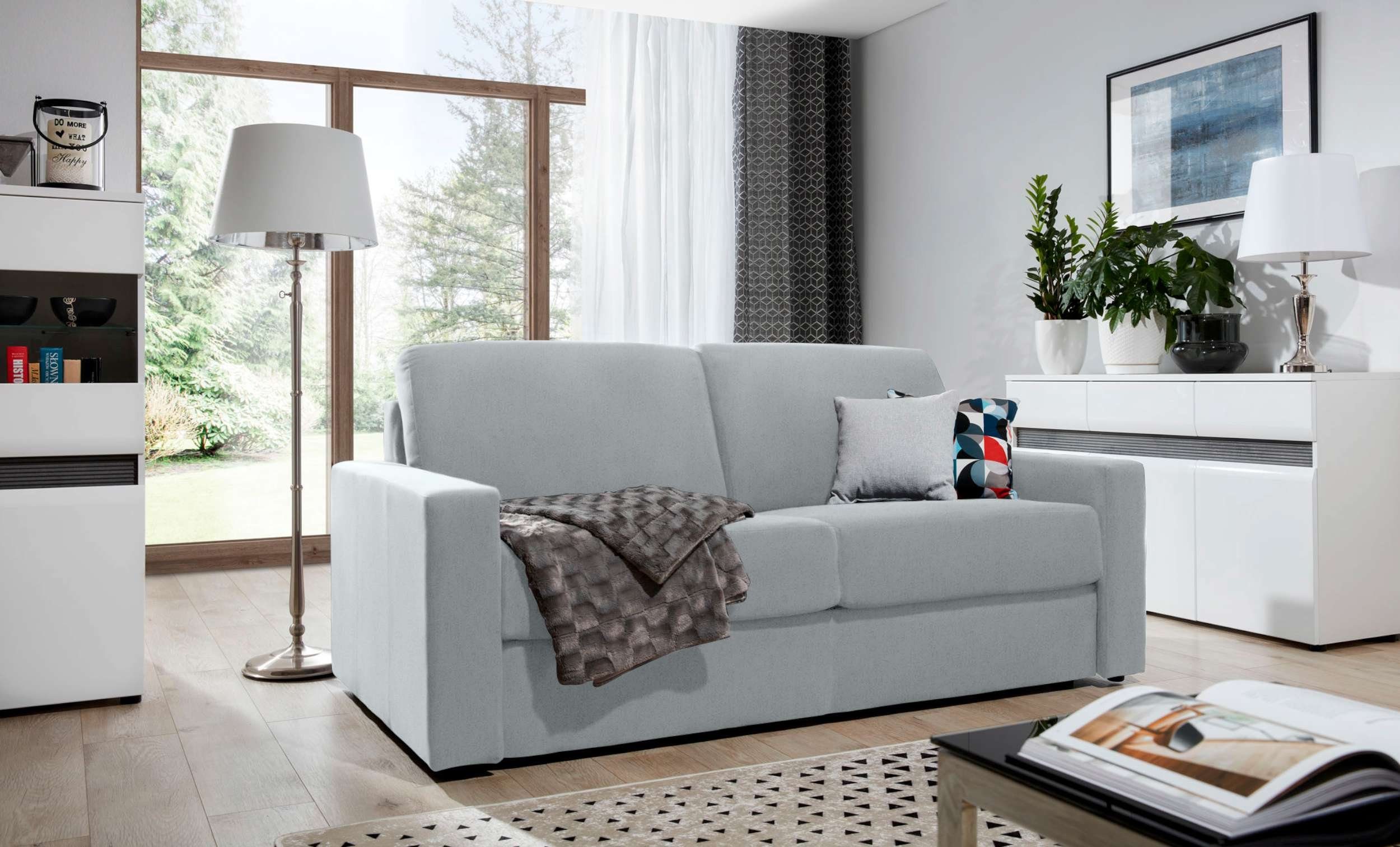 2-Sitzer, Modern Stylefy mit Schaumstoff im Design T28, Frieda, stellbar, T18 Raum frei und Bettfunktion, 3-Sitzer Sofa,