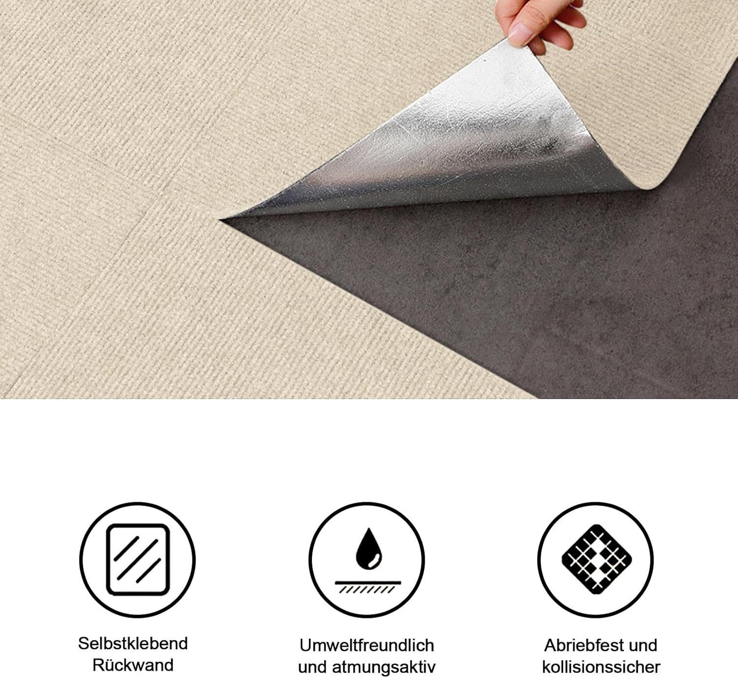 FELIXLEO Teppichfliese 2 Stück Teppichfliesen Selbstklebend, 30x30cm Filzfliese Bodenbelag