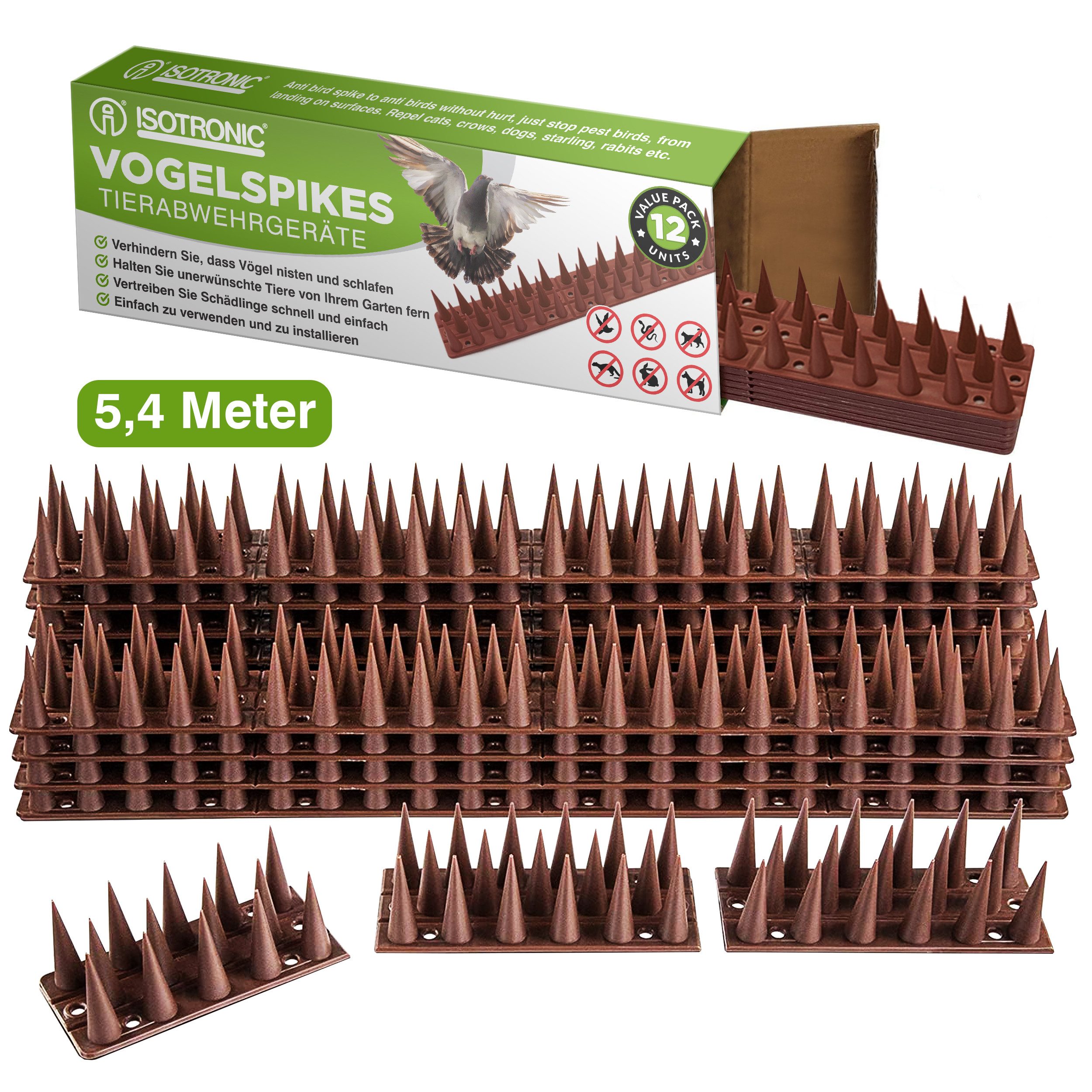 ISOTRONIC Taubenspikes Isotronic Taubenspikes braun, Set, 12-St.