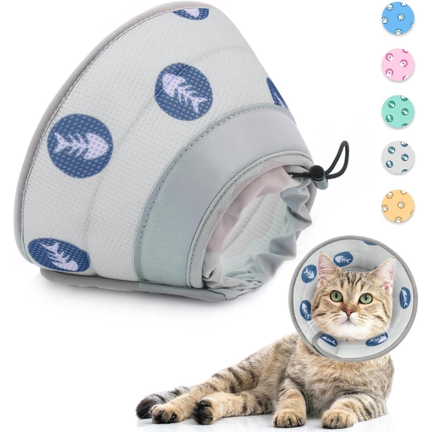 LuxusKollektion Schutzkragen Halskrause Kragen Cone Halsband Katze Hund M- (Hals: 16-24cm) Grau, Kunststoff
