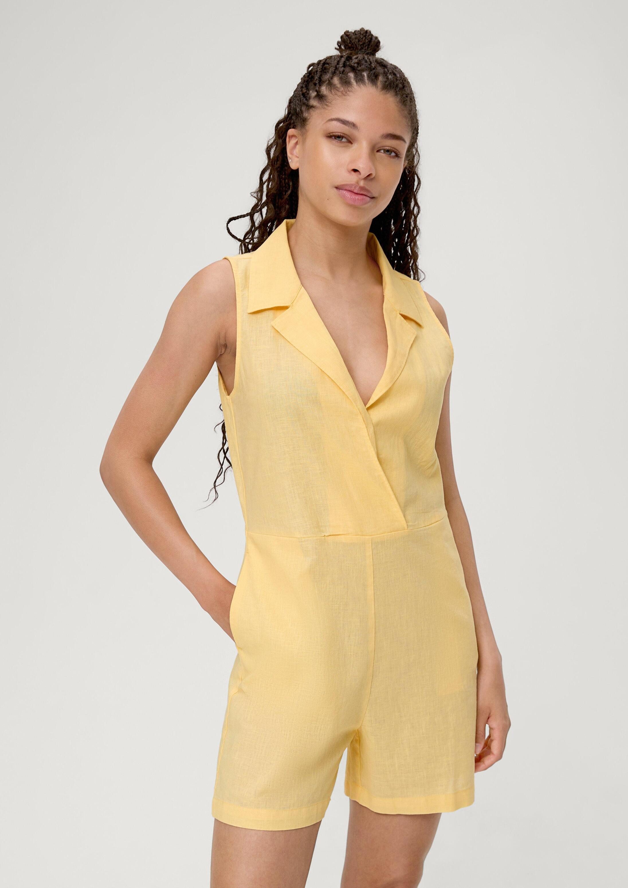 QS Jumpsuit Overall Kurzer Overall mit Reverskragen
