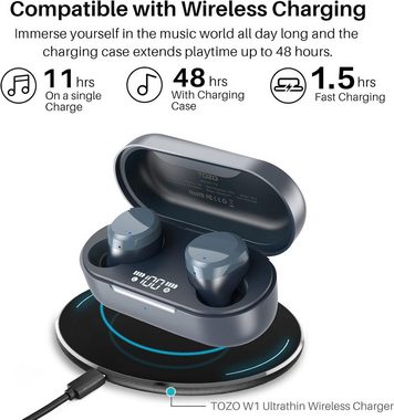 TOZO Tonal Dots Bluetooth 5.3 Built-in ENC Geräuschunterdrückung Mic 55Stdn In-Ear-Kopfhörer (Lange Akkulaufzeit und kabelloses Aufladen für ununterbrochenes Hörvergnügen, Spielzeit LED Digital Display mit drahtloser Ladekoffer, APP Control)