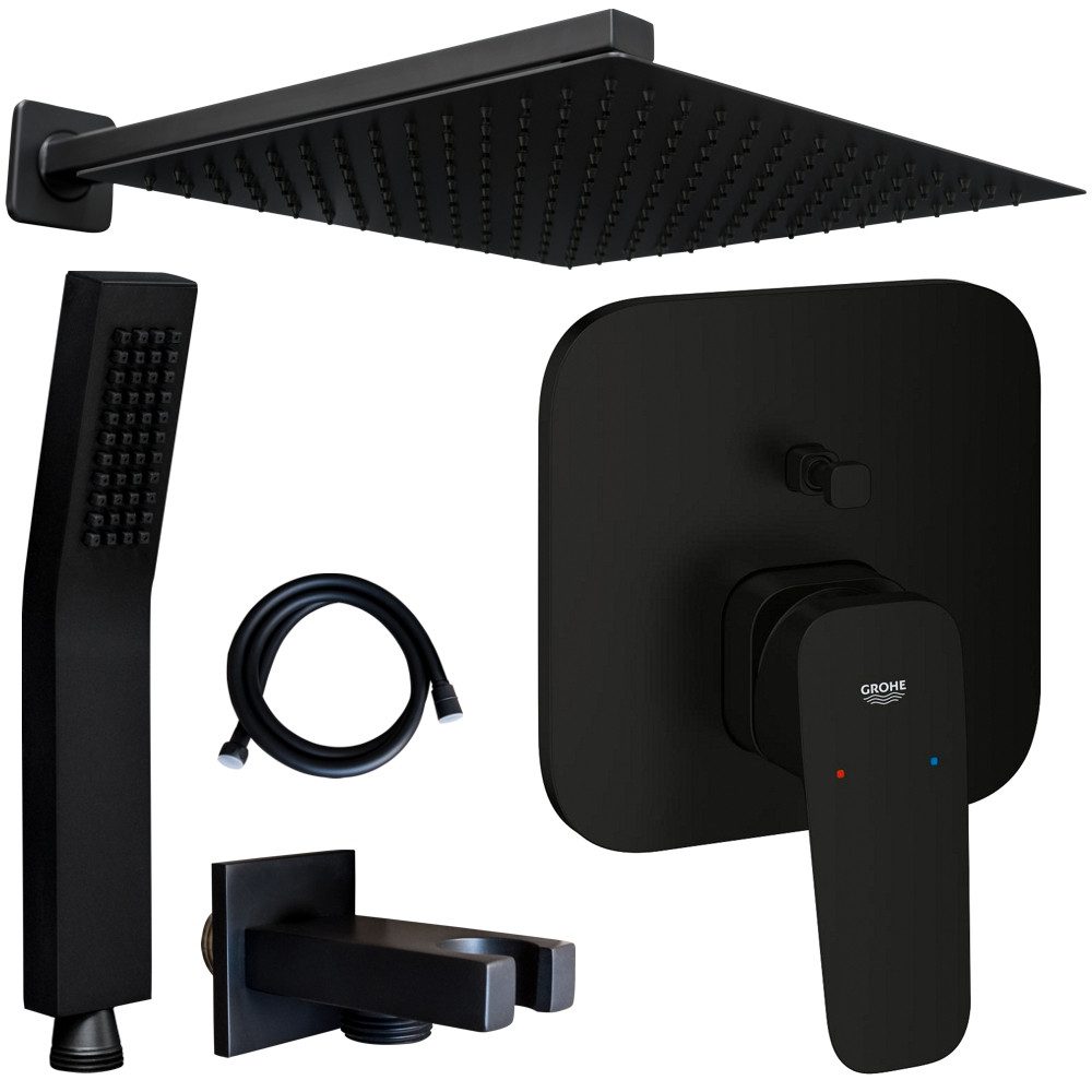 Grohe und Jowi Duscharmatur Cubeo Unterputz Mischer, Schwarz, Regendusche, günstig online kaufen