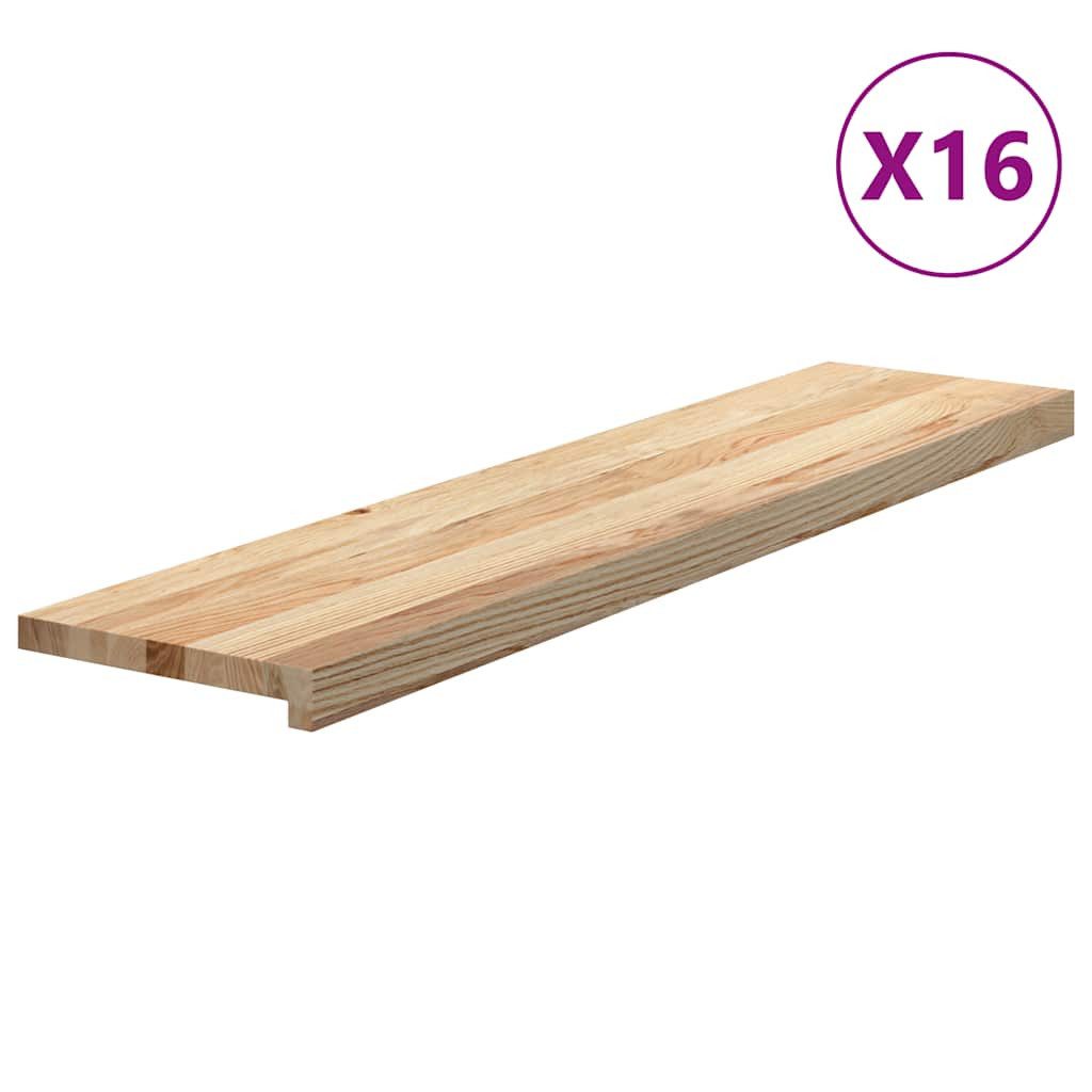 vidaXL Stufenmatte Treppenstufen 16 Stk. Unbehandelt 110x25x2 cm Massivholz Eiche, Hütte, Höhe: 2 mm, Treppenstufen 16 Stk. Unbehandelt 110x25x2 cm Massivholz Eiche