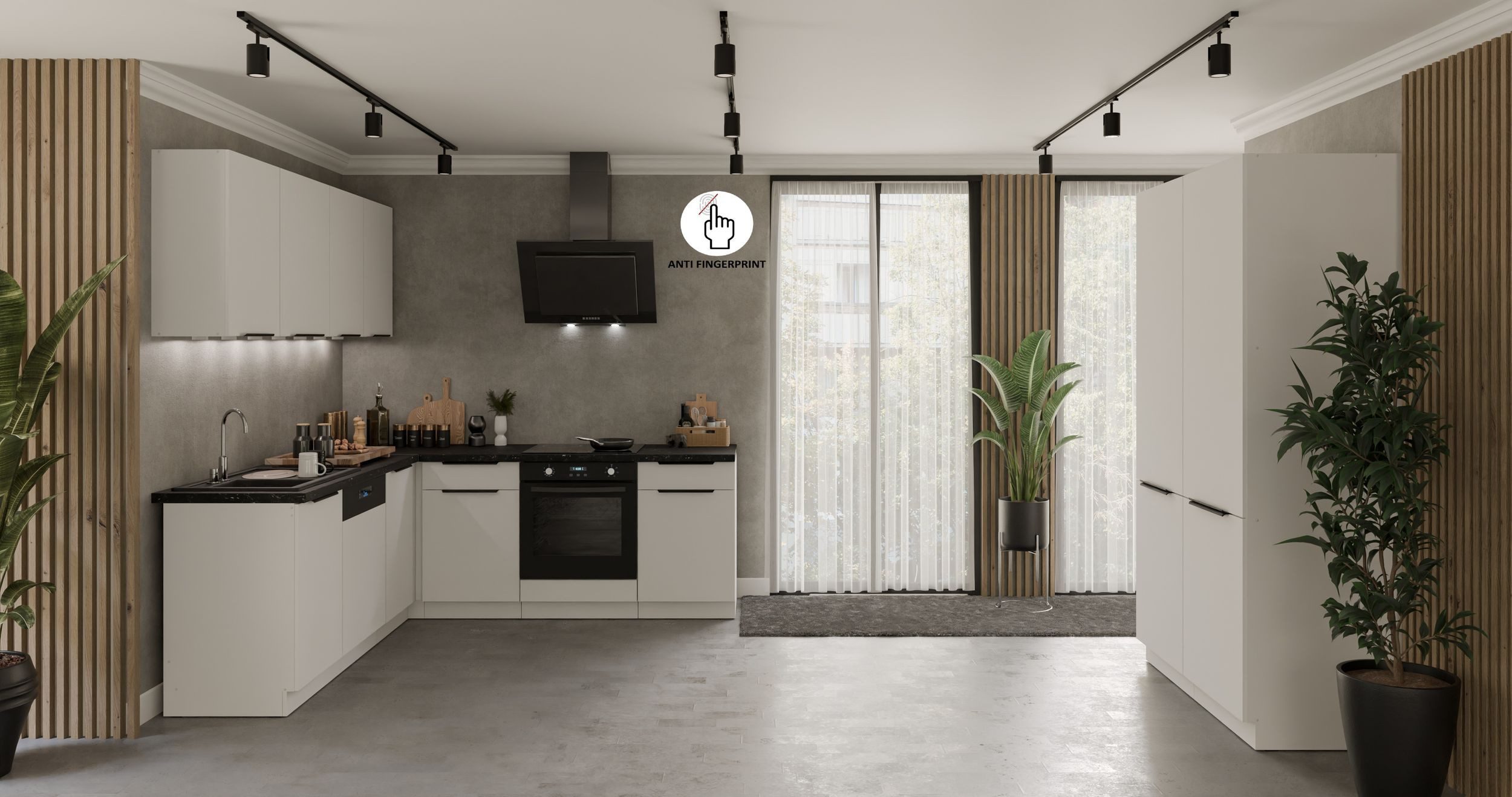 Winkelküche ARIA K-WH ECKE 1 Anti Fingerprint Küche Küchenzeile Eckküche