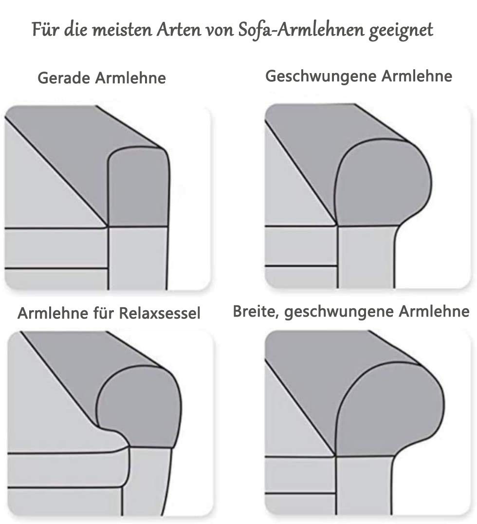 Zyronn Sesselschoner Armlehnenschoner 2er-Pack, Elastische Armlehnenbezüge, Armlehnenbezüge, Armkappen, für Sessel, Sofa, Sessel – Bild 3 von 4
