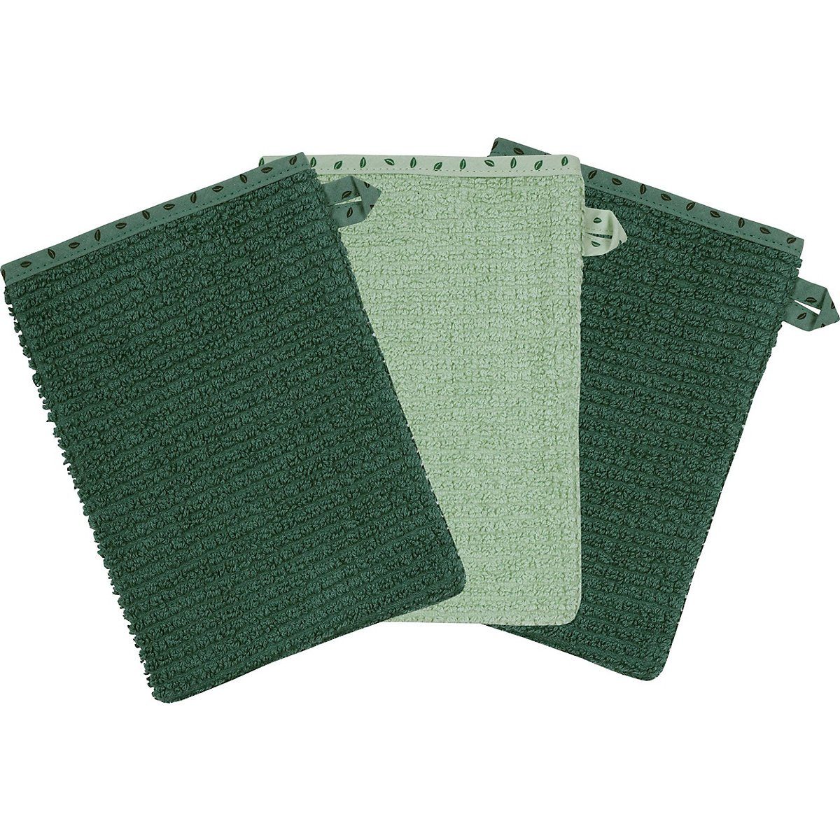 Wörner Waschlappen Waschhandschuhe 3er Set, 15x21 cm, grün