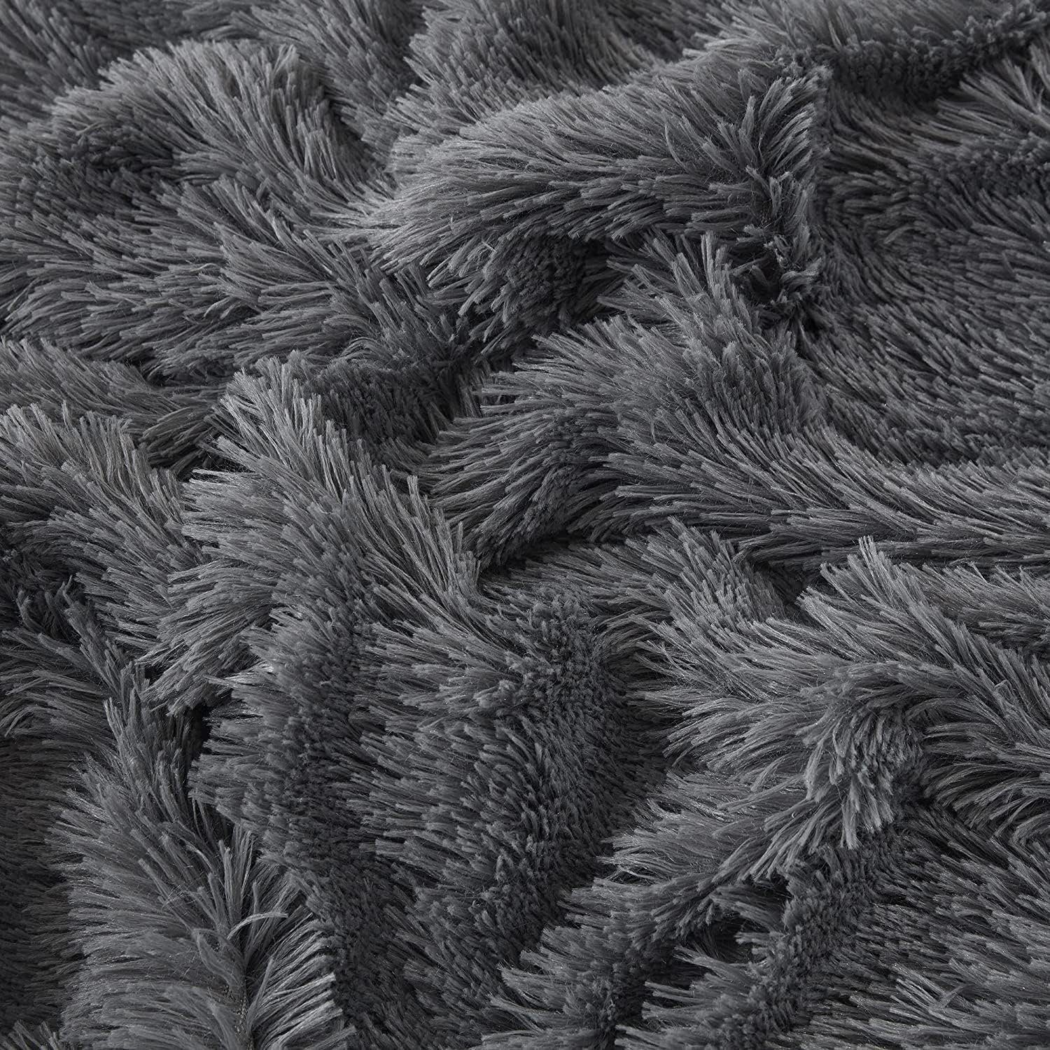 Bettwäsche Plüsch Kissenbezug flauschige Flanell Reißverschluss Felloptik,Warme Grau Deckenbezug und 80x80 Mutoy, Bettbezug, mit Bettwäsche,Extra