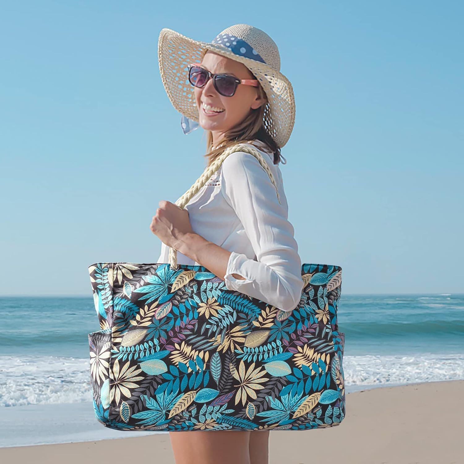 FELIXLEO Strandtasche "Strandtasche XXL Damen Faltbar mit Reißverschluss Tote Bag Einkauf (1-tlg)