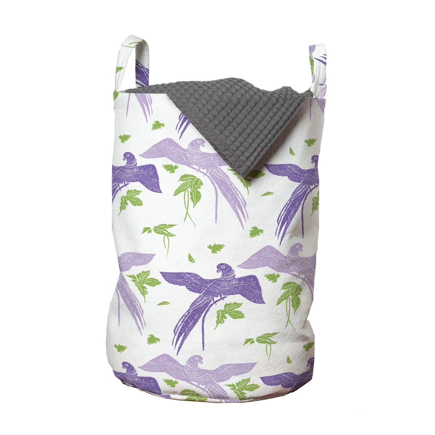 Abakuhaus Wäschesäckchen Wäschekorb mit für Papageien Waschsalons, Vogel Griffen Blätter und Kordelzugverschluss
