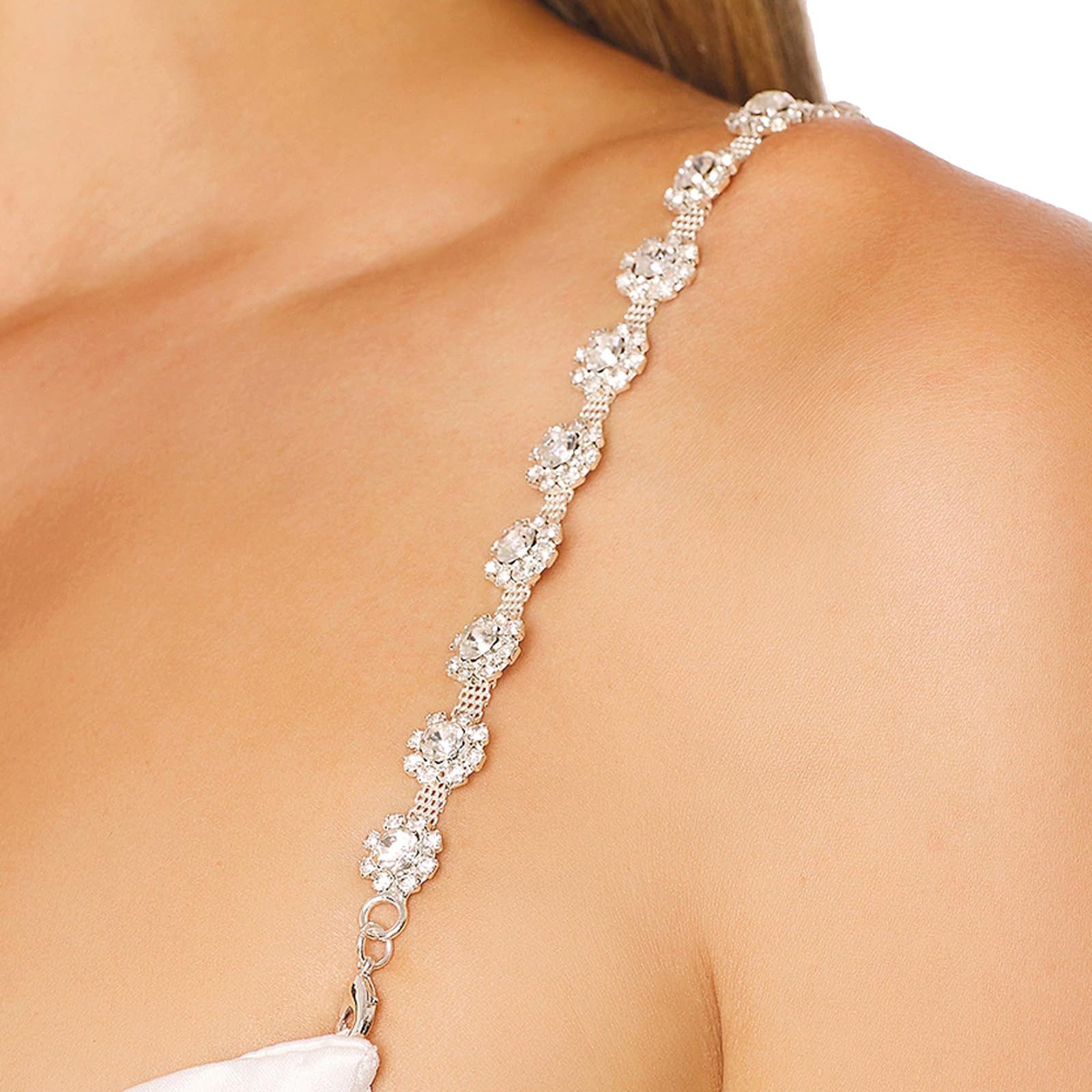 MOPUEA BH-Träger Luxus Strass BH-Träger,verstellbare Kristall Schultergurte für Frauen (Kristall-Schulterträger), Luxuriöses Design, rutschfest, verstellbar, vi – Bild 5 von 5