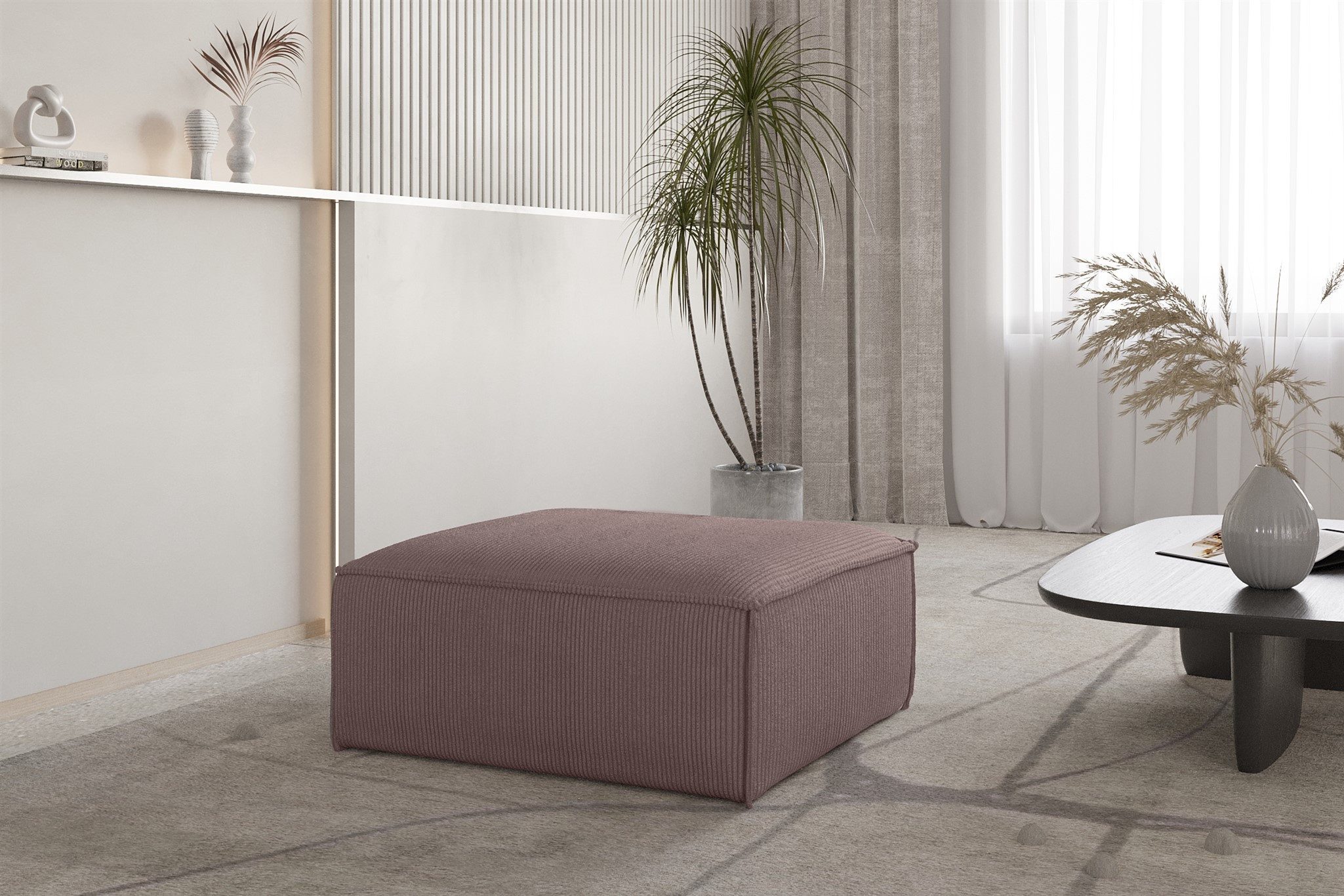 Fun Möbel Polsterhocker Designerhocker CELES PREMIUM 105x105 cm in Stoff (105x105x40 cm), In 3 verschiedenen Stoffen