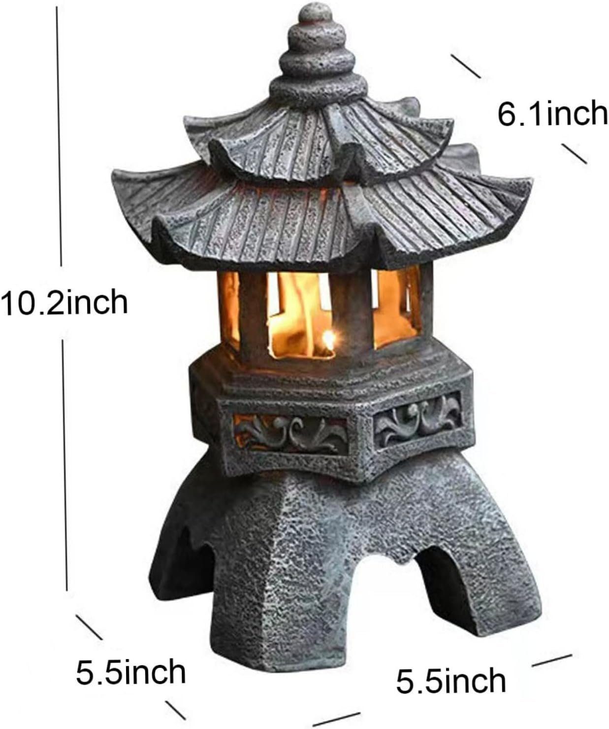 DOPWii Gartenleuchte Solar-pagoden-laterne,Japanische Stil, rost-,wetter- Scharf UV-beständig und