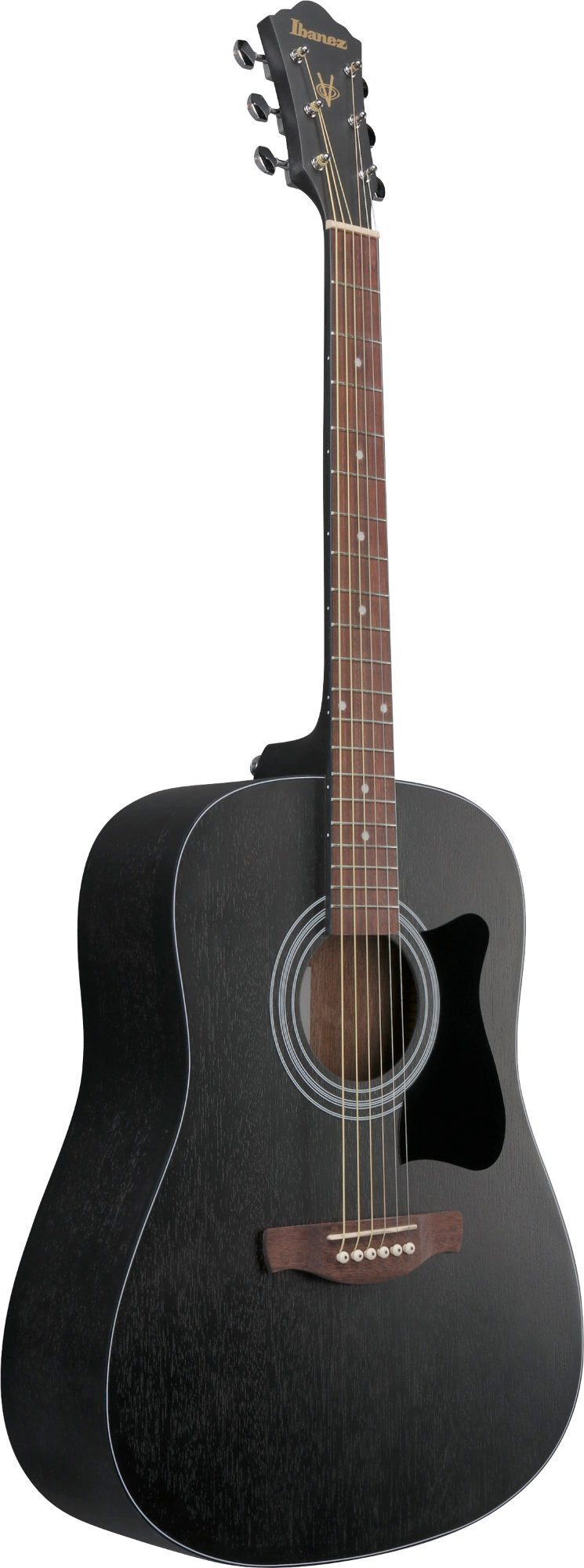 Ibanez Westerngitarre Ibanez V54NJP-WK Jampack Weathered Black Open Pore, Dreadnought, Inkl. Gigbag, Clip-On-Tuner, Gurt, Zubehörtasche und Picks