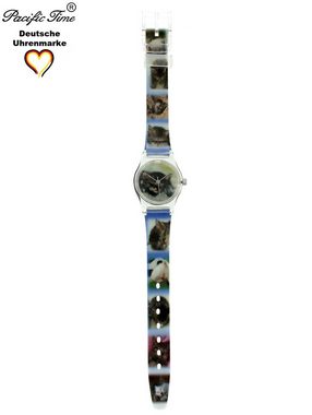 Pacific Time Quarzuhr Kinder Armbanduhr Katzen Kunststoffarmband, Gratis Versand