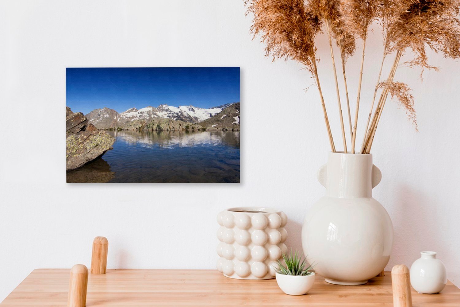 Leinwandbild OneMillionCanvasses® 30x20 in Italien, Wandbild Gran-Paradiso-Nationalpark (1 Wanddeko, Blauer St), Aufhängefertig, dem cm Himmel Leinwandbilder, über