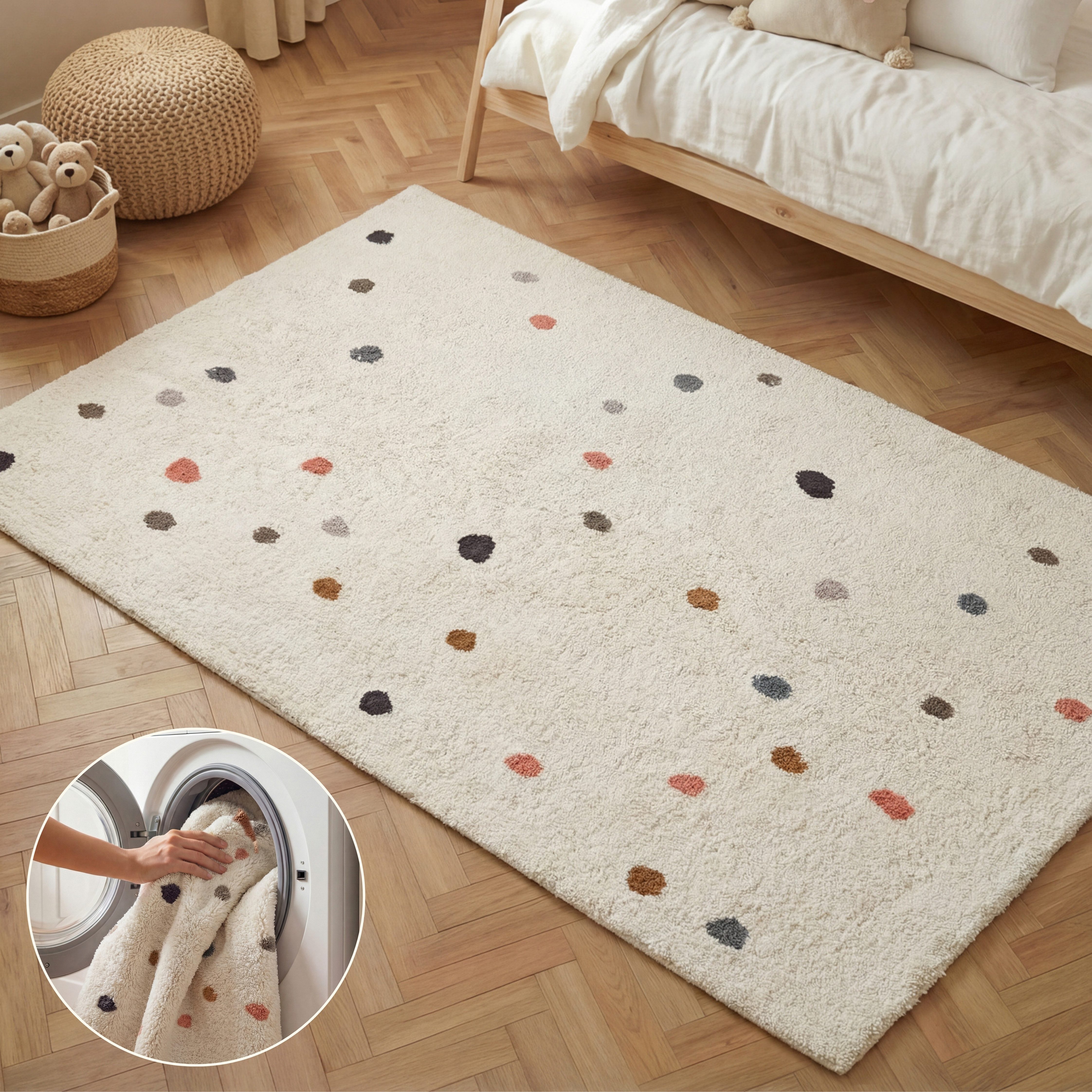 HANSE Home Kinderteppich Pippo, rechteckig, Höhe: 10 mm, Waschbar, Handgemacht, Baumwolle, Rutschfest Spielteppich Kinderzimmer