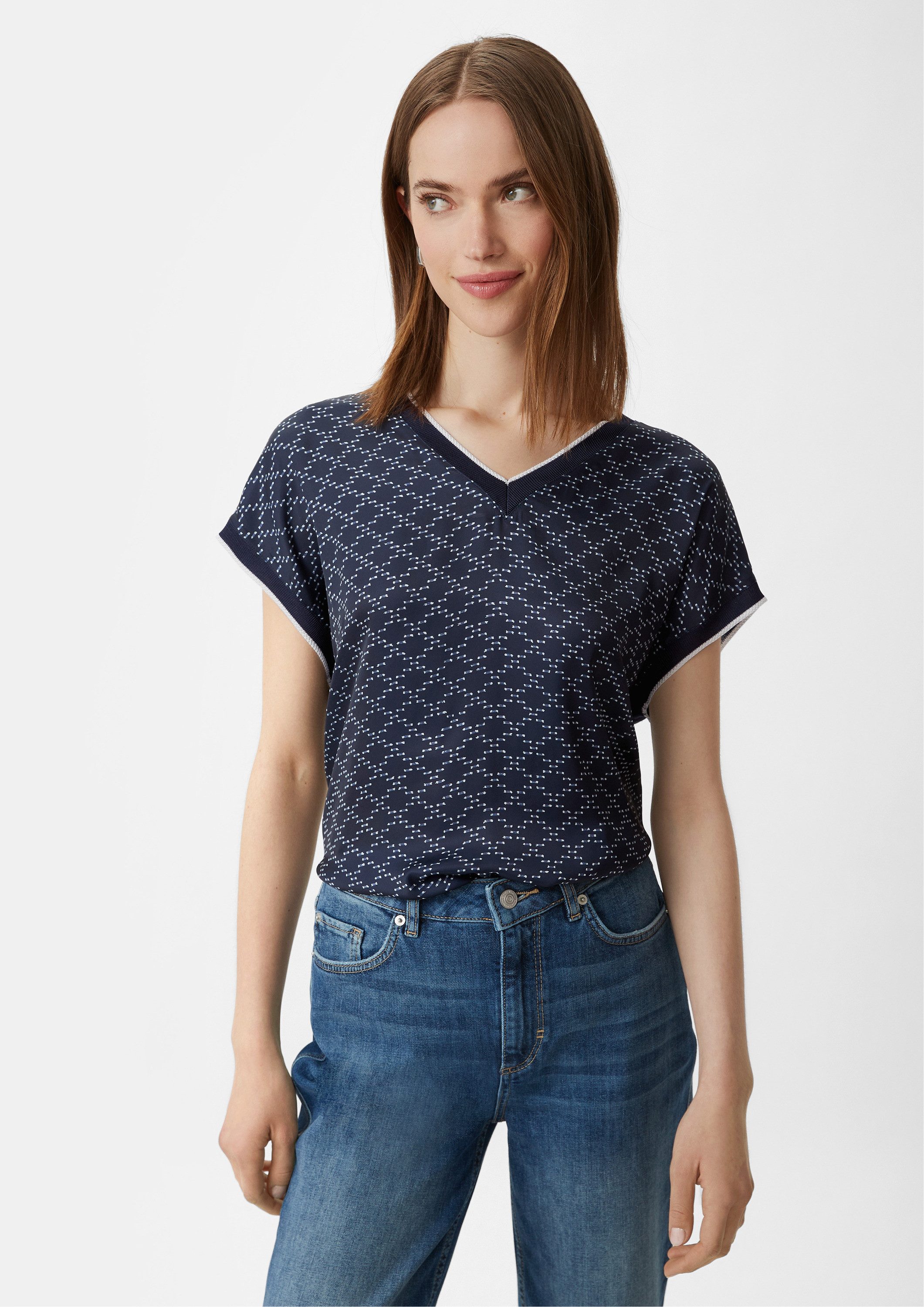 comma Kurzarmshirt T-Shirt Блузкиshirt aus Viskosemix