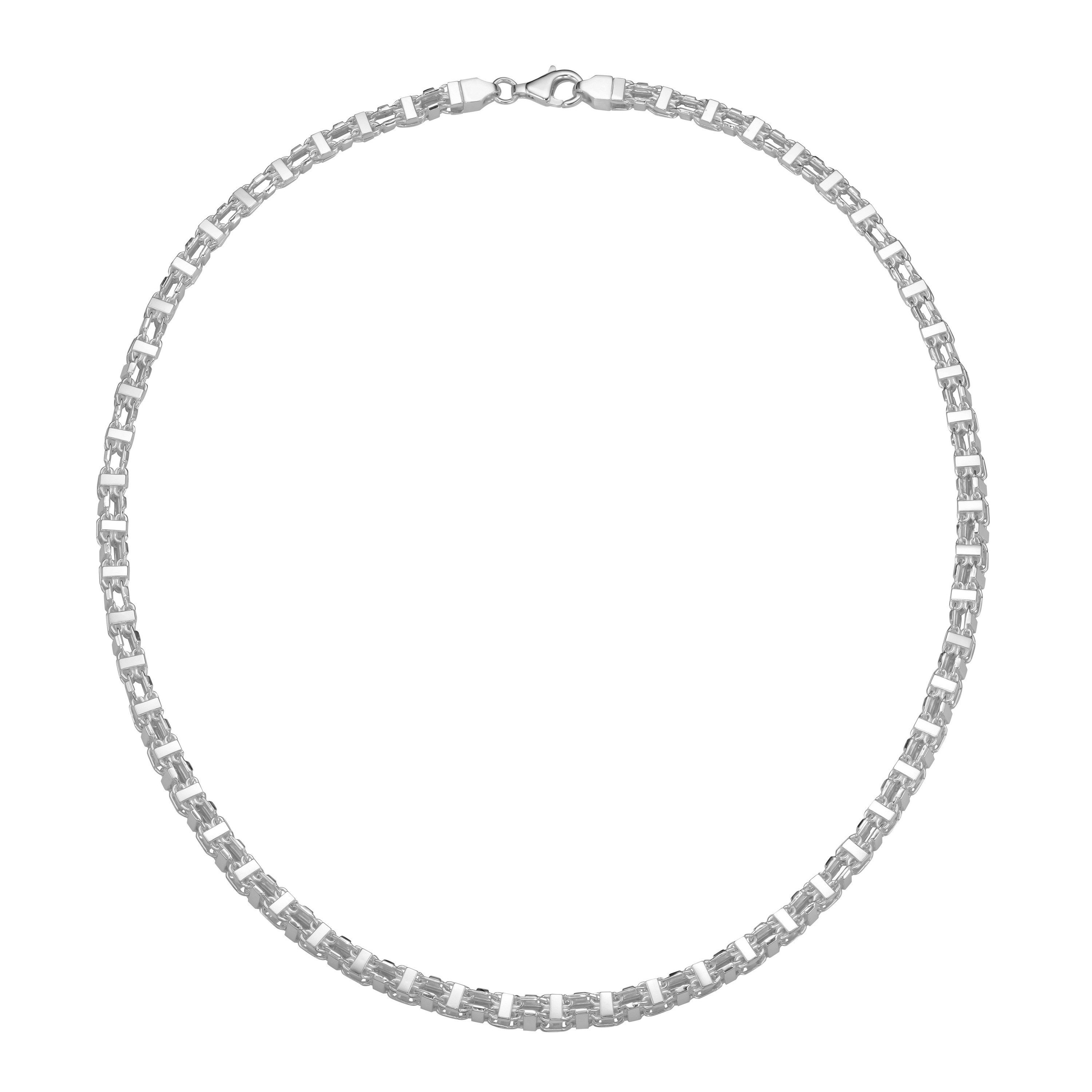Silberkette Fantasiekette 4-kant diamantiert, massiv, Silber 925