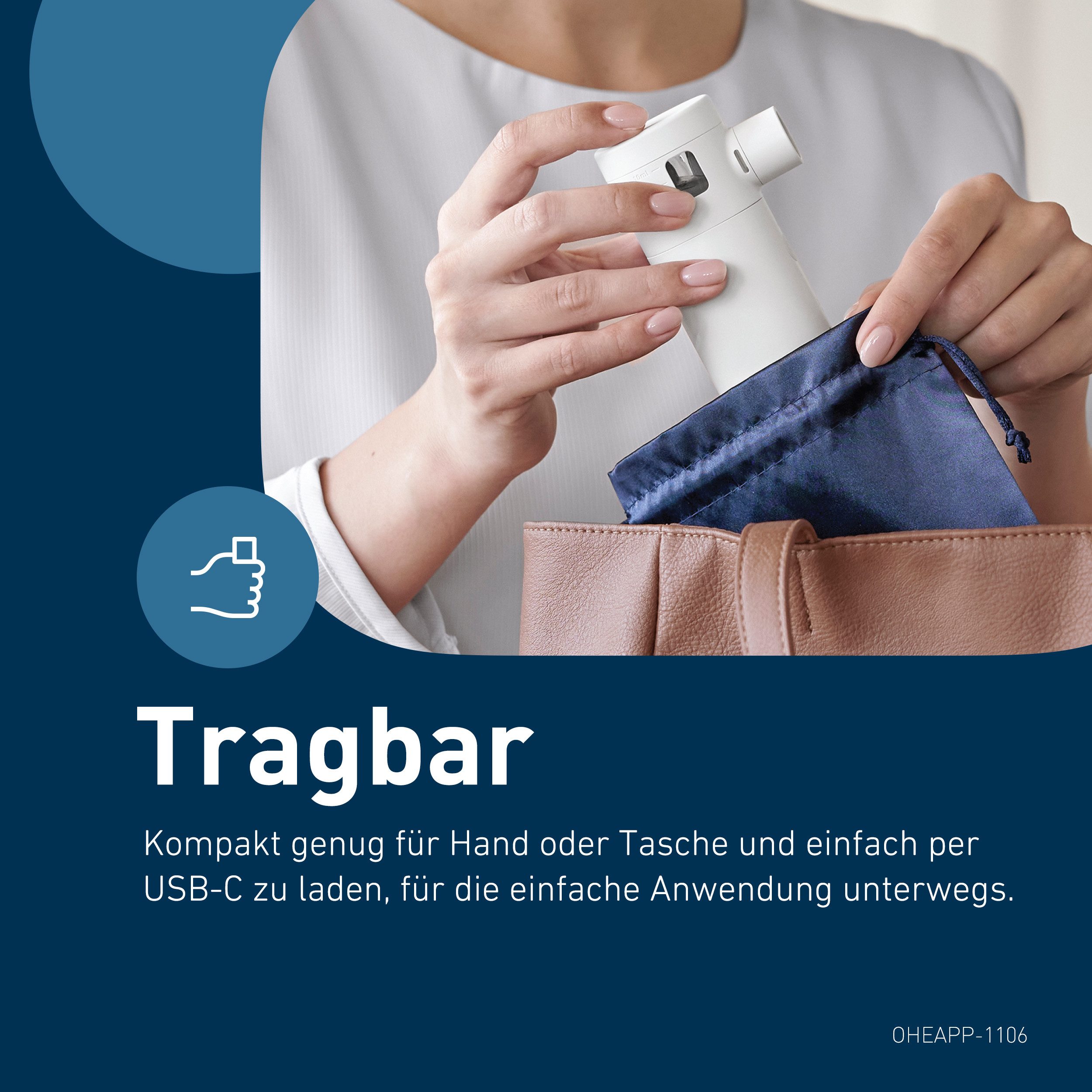 Omron Inhalationsgerät MicroAir Move, besonders leise, für zu Hause und unterwegs, tragbar, für Erwachsene und Kinder ab 6 Monaten, einfach, effizient, wiederaufladbar