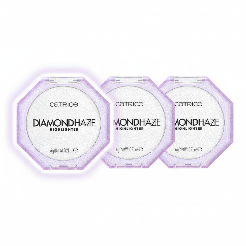 Catrice Highlighter Diamond Haze Highlighter, 3-tlg., Mit 3D-Glitzerpartikel, leicht auftragbar, für alle Hauttöne geeignet.