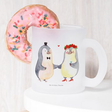 Mr. & Mrs. Panda Teeglas Pinguin Heirat - Transparent - Geschenk, Freund, Tasse, Heiratsantrag, Premium Glas, Edler Aufdruck