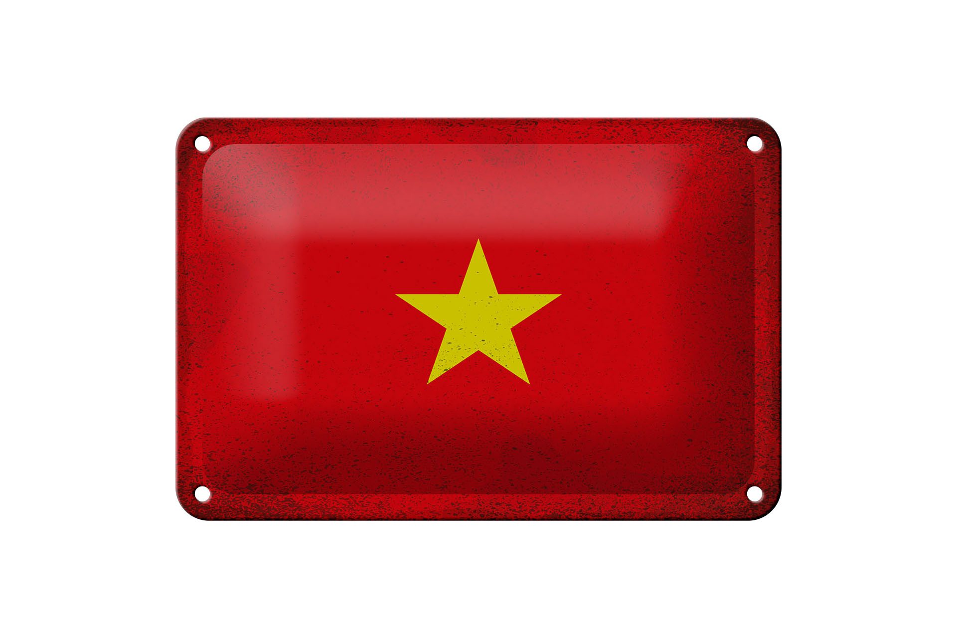 Femer GmbH Metallschild Flagge Vietnam 18x12cm Flag of Vietnam Vintage, (1 St), gewölbte Oberfläche, abgerundete Ecken, umgeschlagene Kanten