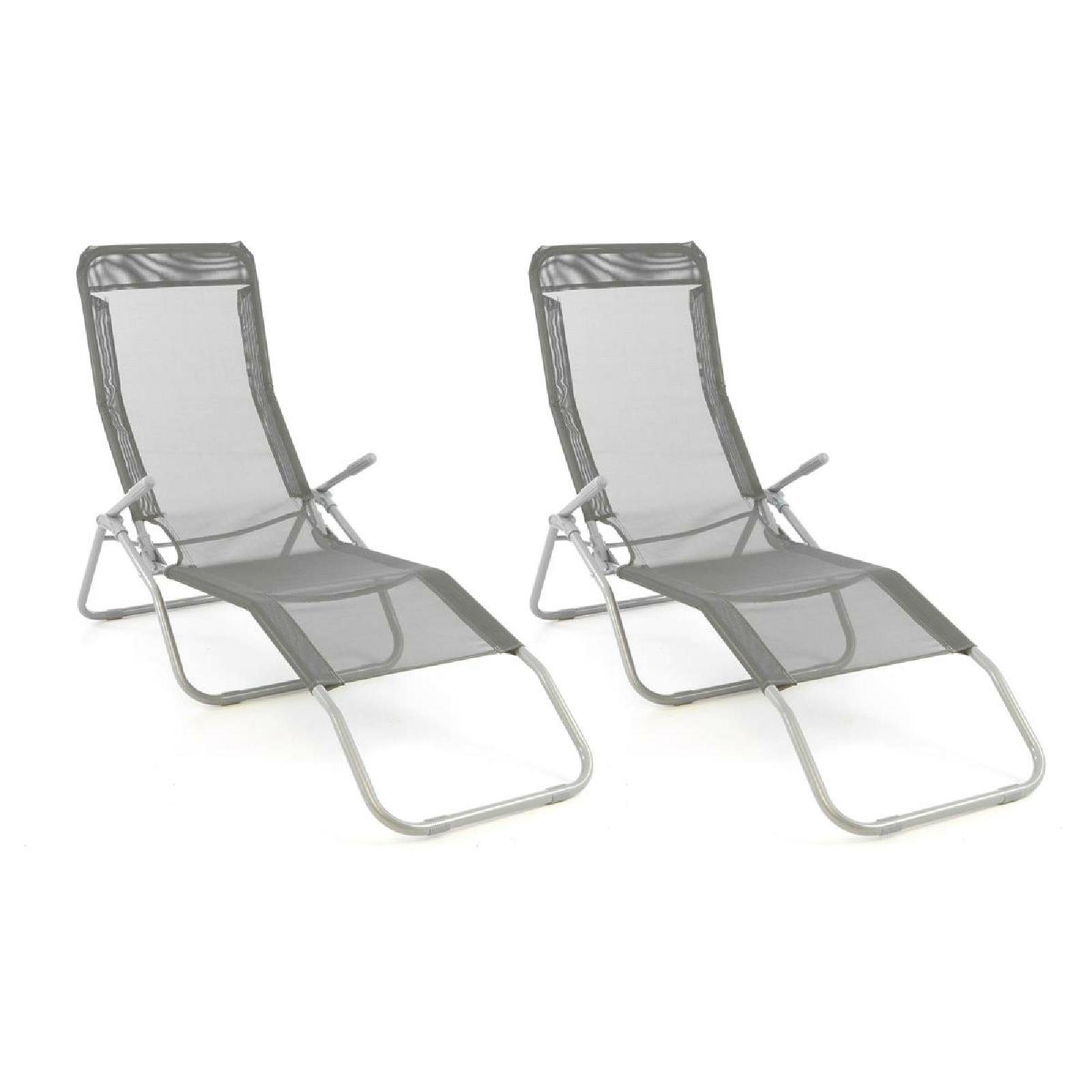 Gartenliege 2er Set Camping-Liege Grau