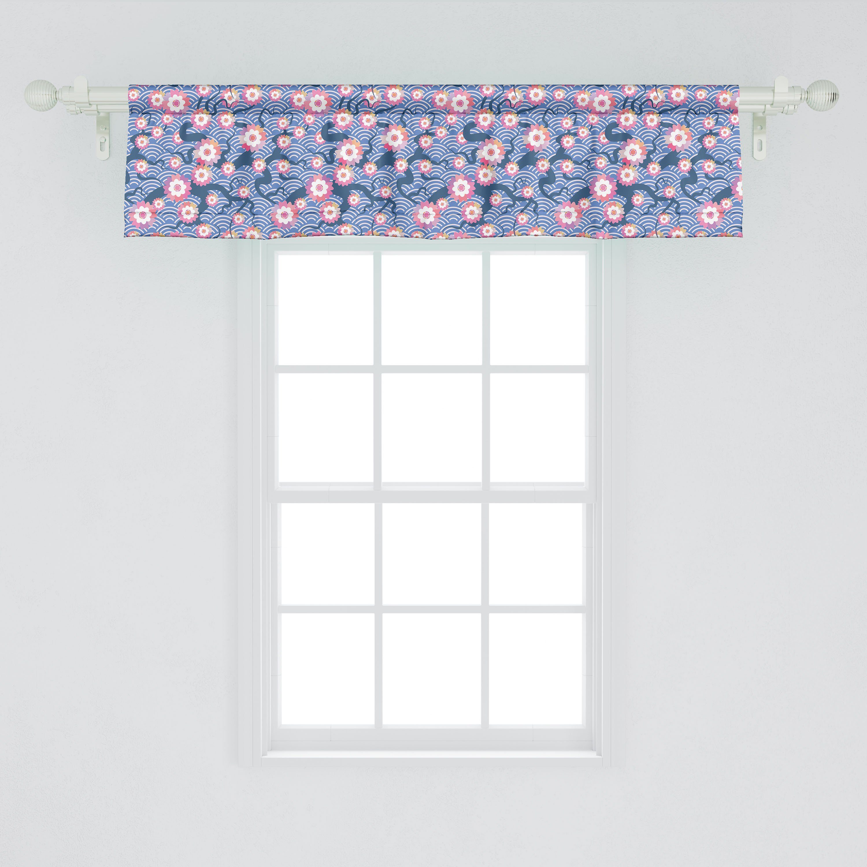 Scheibengardine Kirschblüte Deco-Skala mit Art Stangentasche, Küche für Dekor Abakuhaus, Microfaser, Volant Vorhang Schlafzimmer