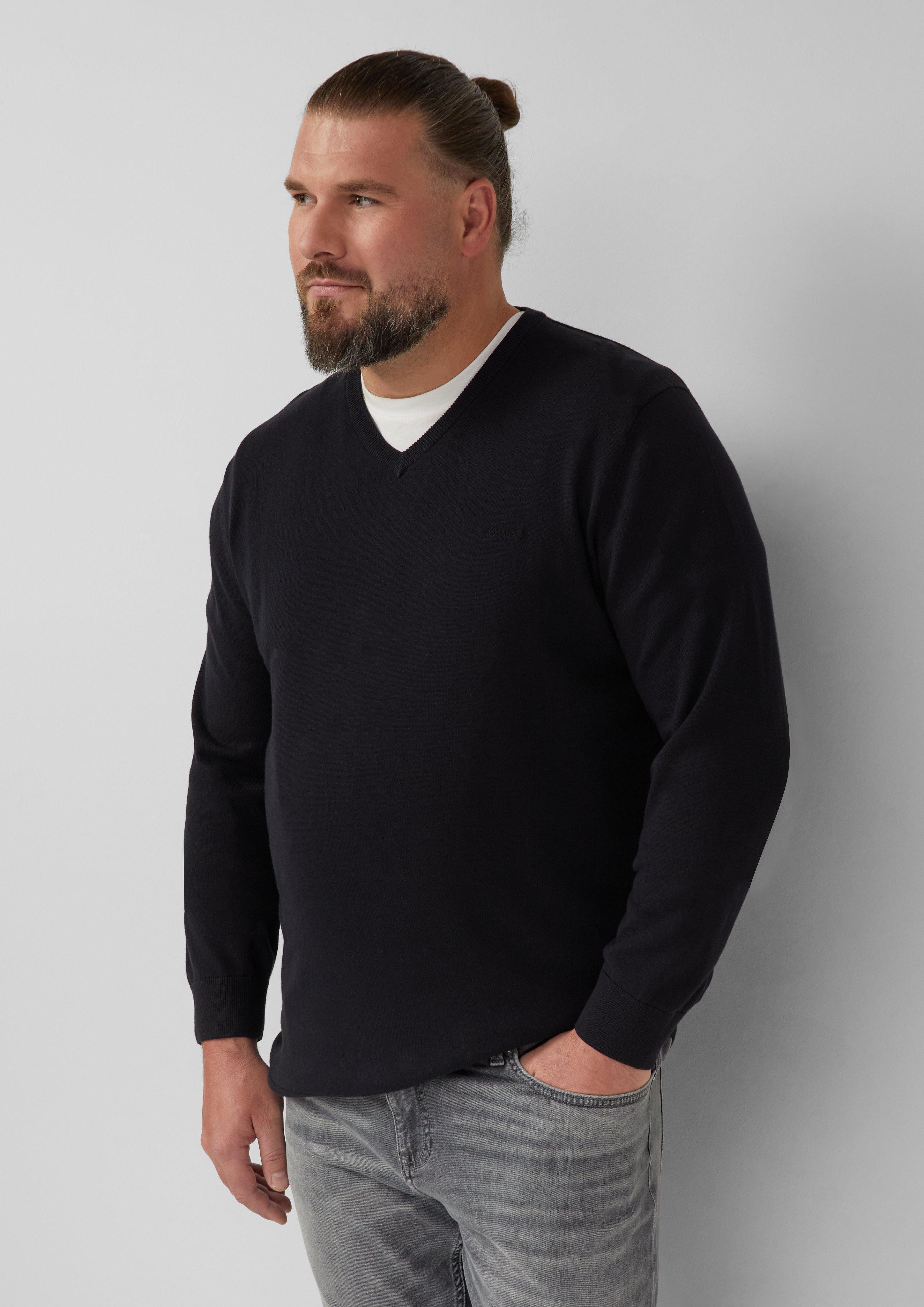 s.Oliver Strickpullover Strickpullover mit Logo-Stickerei günstig online kaufen